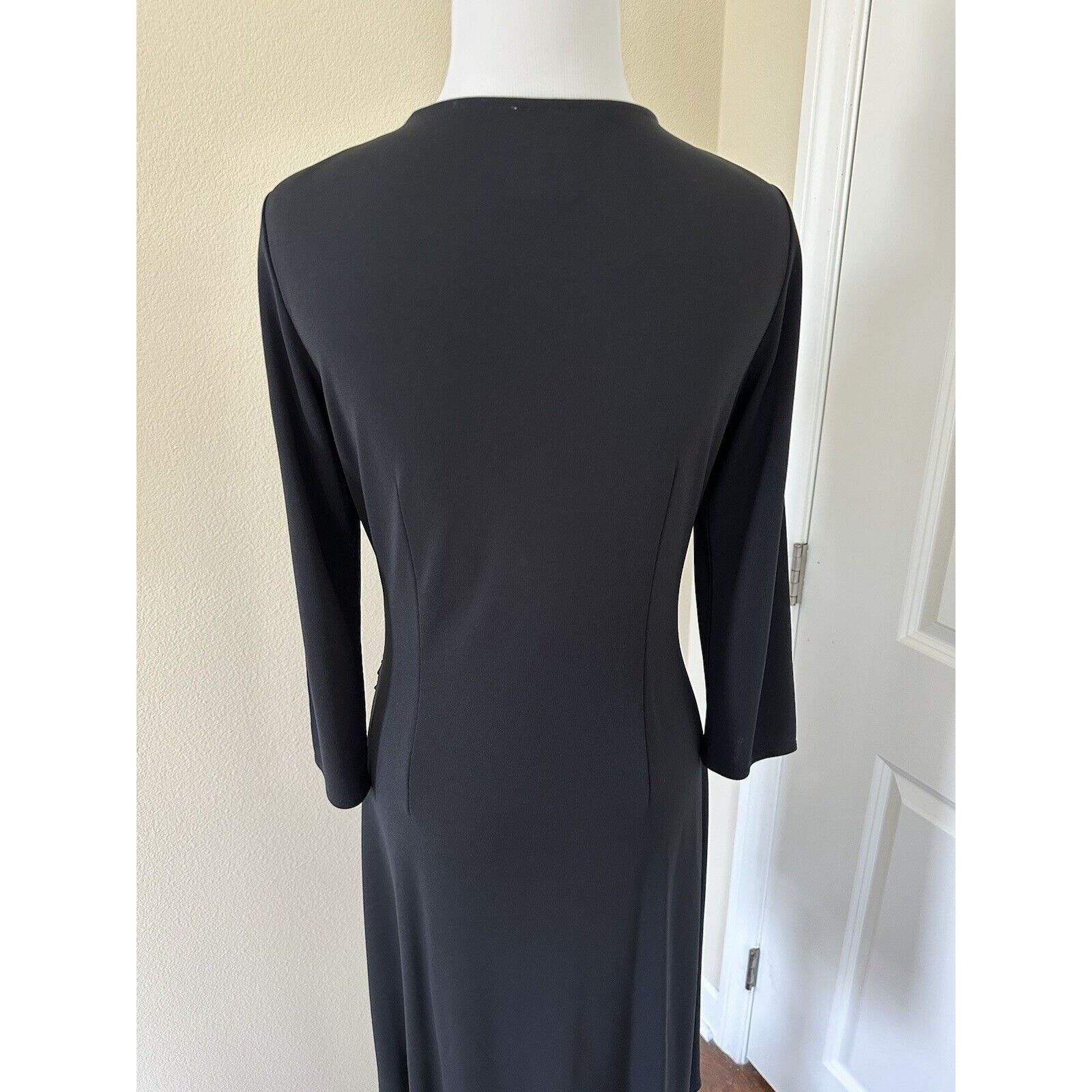 Loft Ann Taylor Loft Black V Neck Cocktail Dress Size 6 Size M / US 6-8 / IT 42-44 - 6 Thumbnail