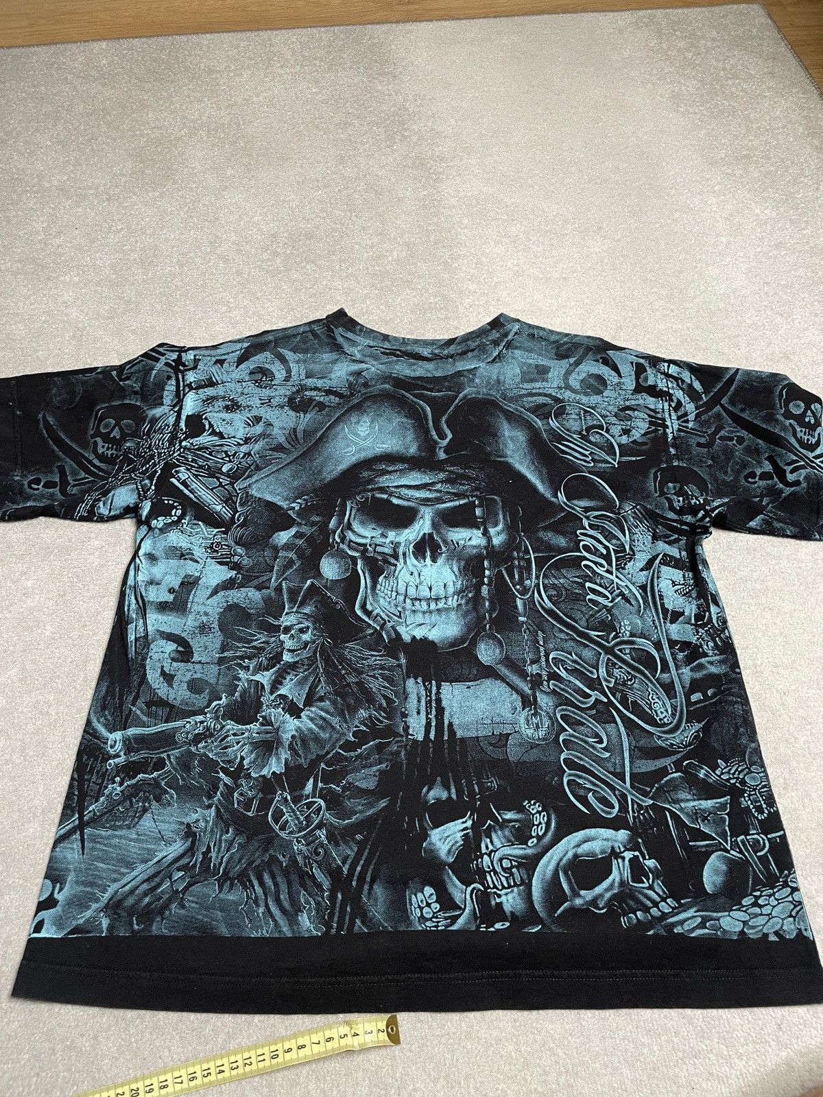 Vintage Vintage Black Blue Fullprint T-Shirt Tee Pirates Skeletones Size US L / EU 52-54 / 3 - 5 Thumbnail