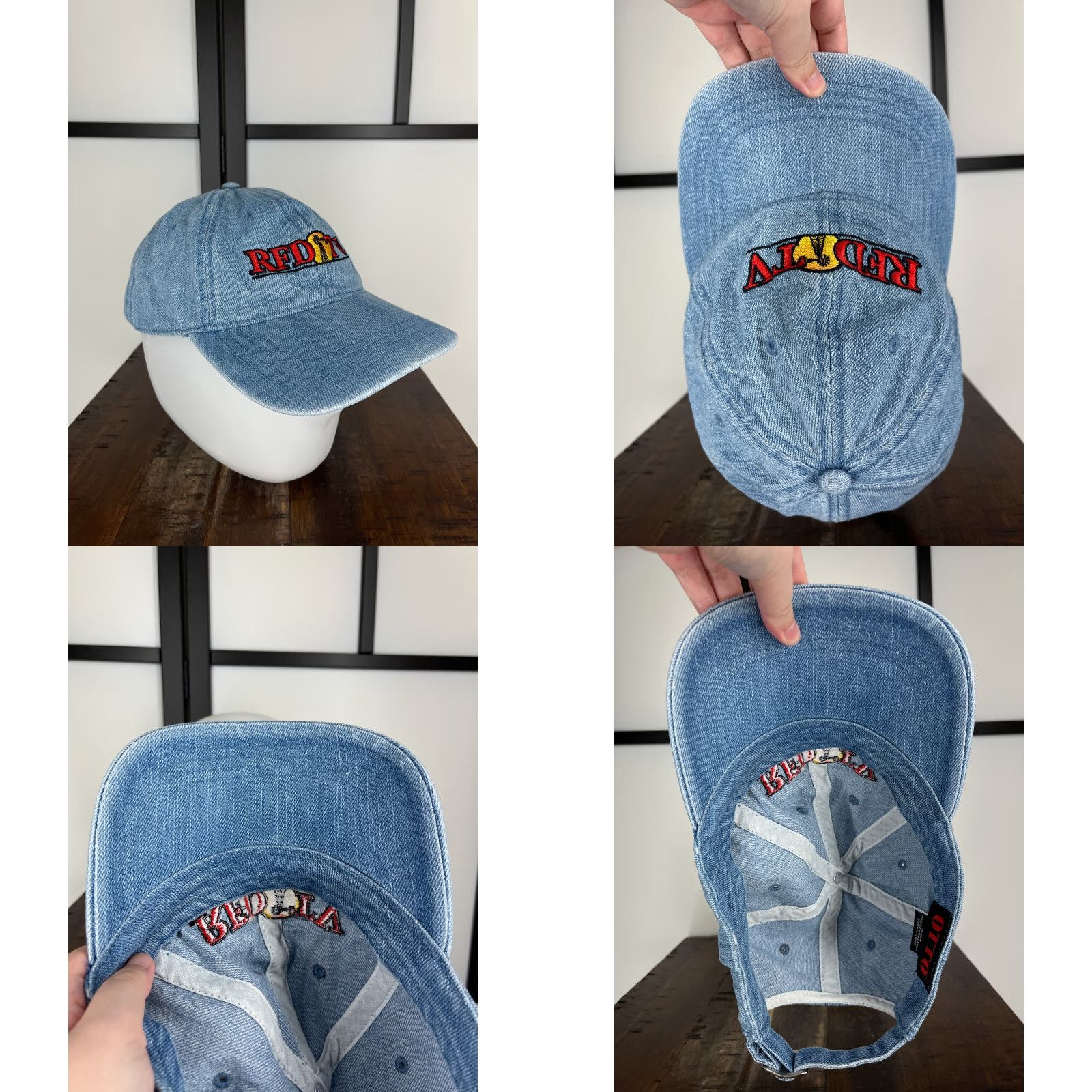 Vintage Otto Hat Cap Baseball Cap Adjustable One Size Blue Denim Look 100% Cotton Adults Men RFD-TV News Theme Outdoor TV Baseball Mens Size ONE SIZE - 8 Thumbnail