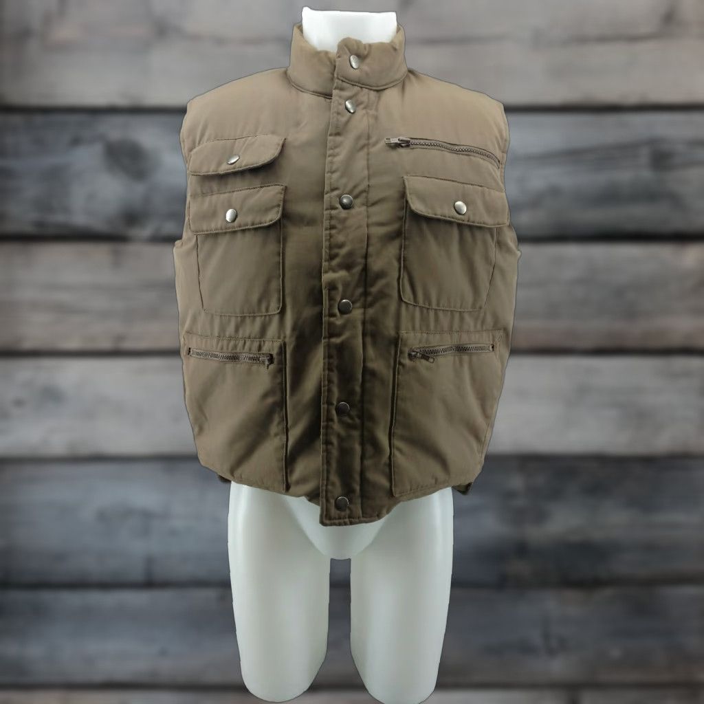 Schott Schott Men's Down Insulated Vest Tan Size Large Puffer Vest Goose Down, Regular, Snap Zip Closure, Front Pocket Marking Size US L / EU 52-54 / 3 - 1 Thumbnail