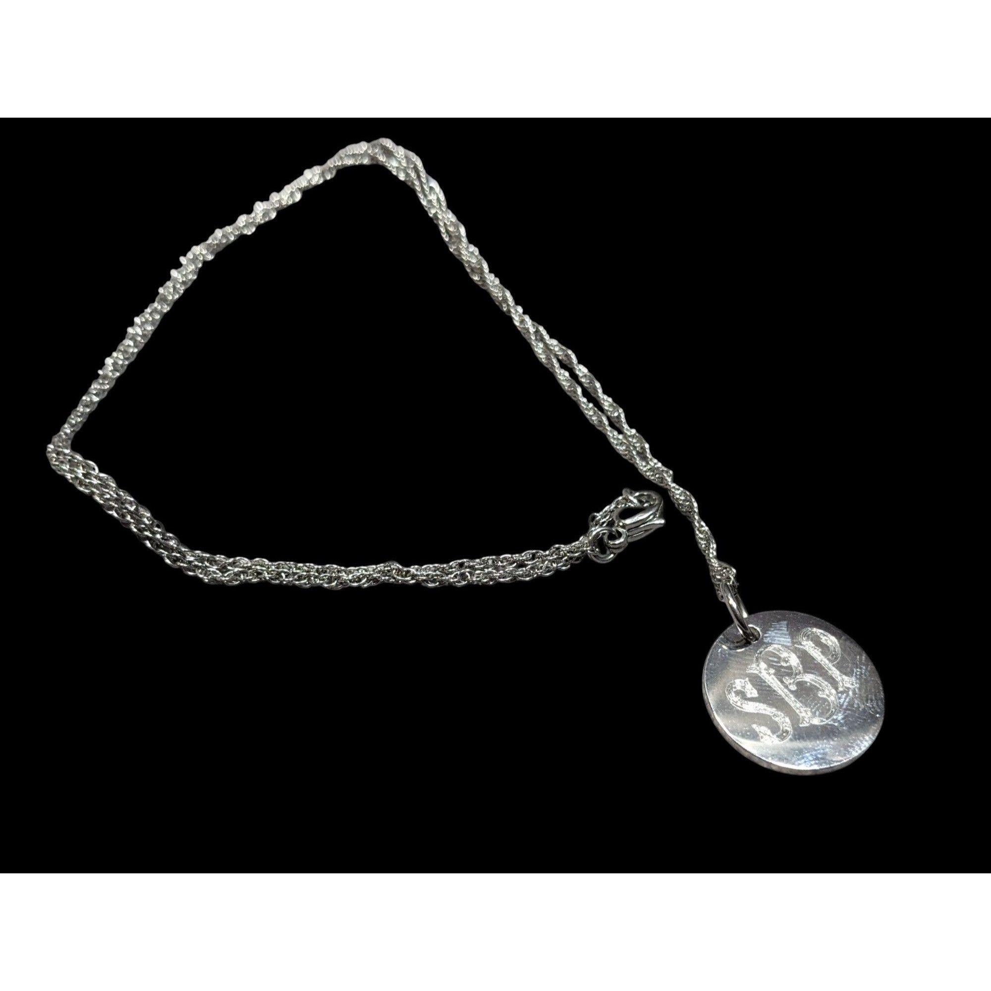 Other SBP Engraved Monogram Silver Tone Pendant Necklace Size ONE SIZE - 1 Thumbnail