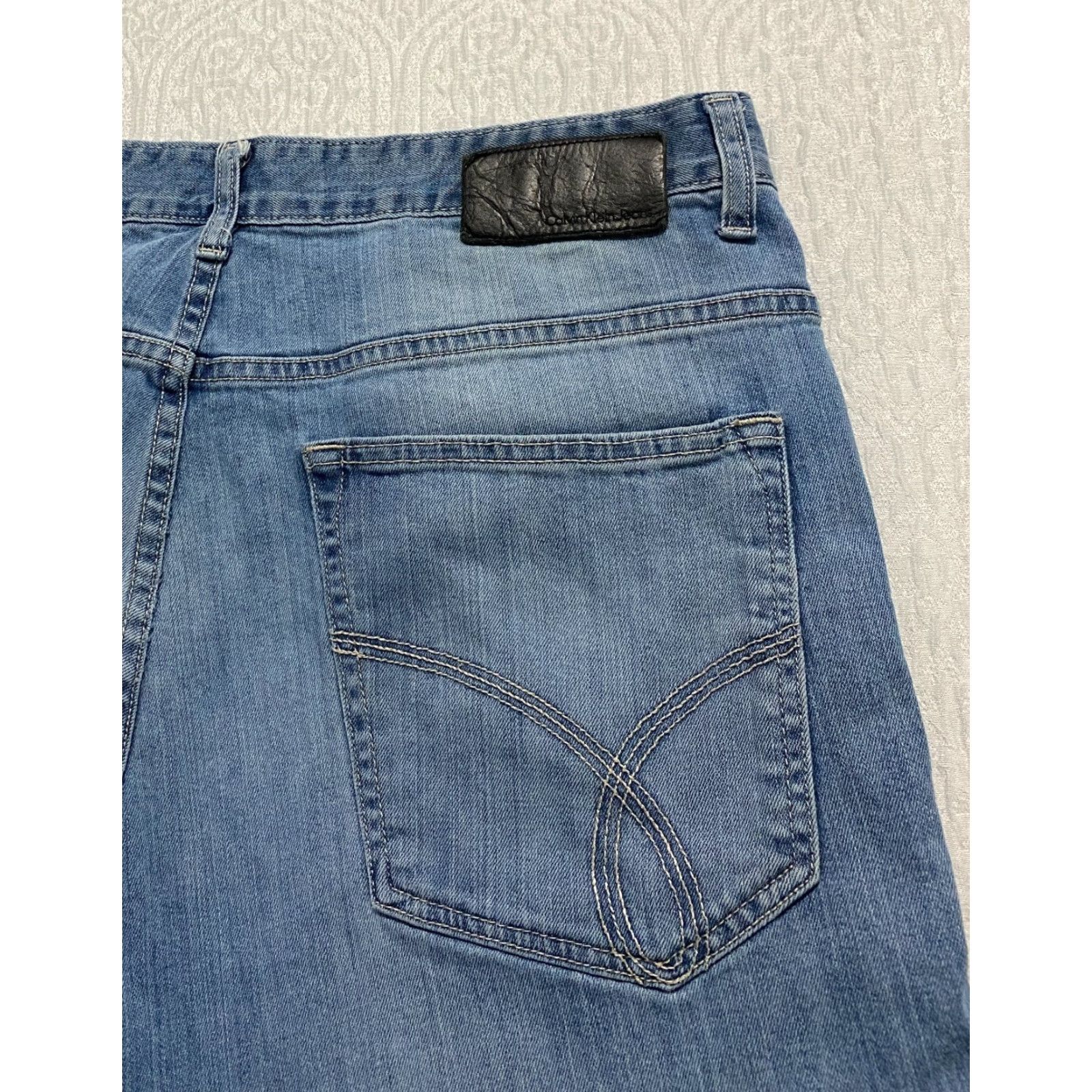 Calvin Klein Calvin Klein Jeans Mens Regular Fit 34 Jeans 34x34 Denim Blue Distressed 5-Pocket Straight Denim USA Jeans Mens Size US 34 / EU 50 - 4 Thumbnail