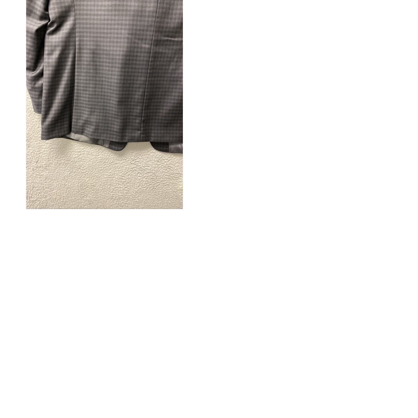 Calvin Klein Calvin Klein Men’s Gray Suit Jacket Blazer Sport Coat 44L Check Wool Blend Long Two-Button Notch Single-Breasted Regular Mens Size 44R - 9 Thumbnail