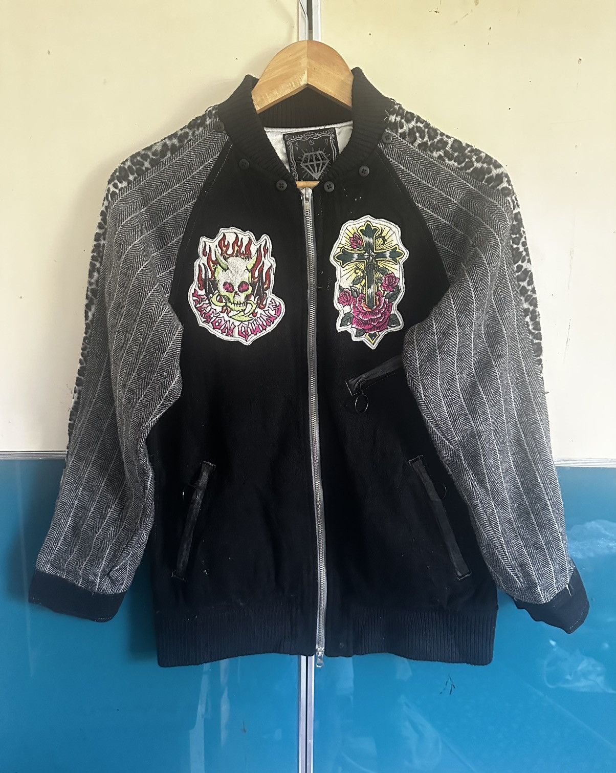 Affliction Vintage Algon Quins wool Leopard black jackets Size US M / EU 48-50 / 2 - 1 Thumbnail