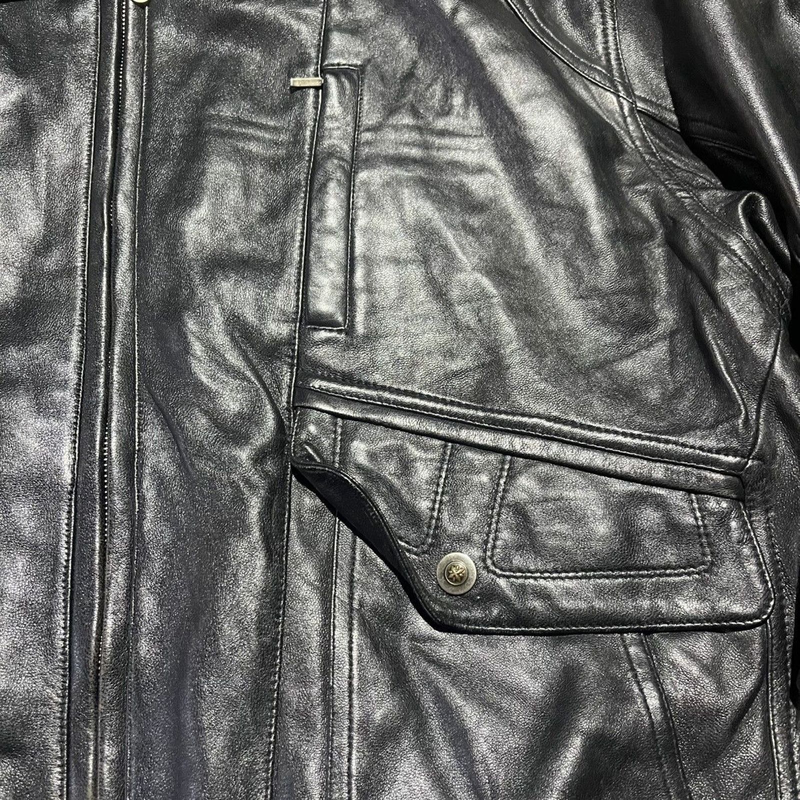 Vintage Vintage 90s Black Grunge Oversized Boxy Leather Jacket Size US L / EU 52-54 / 3 - 2 Thumbnail