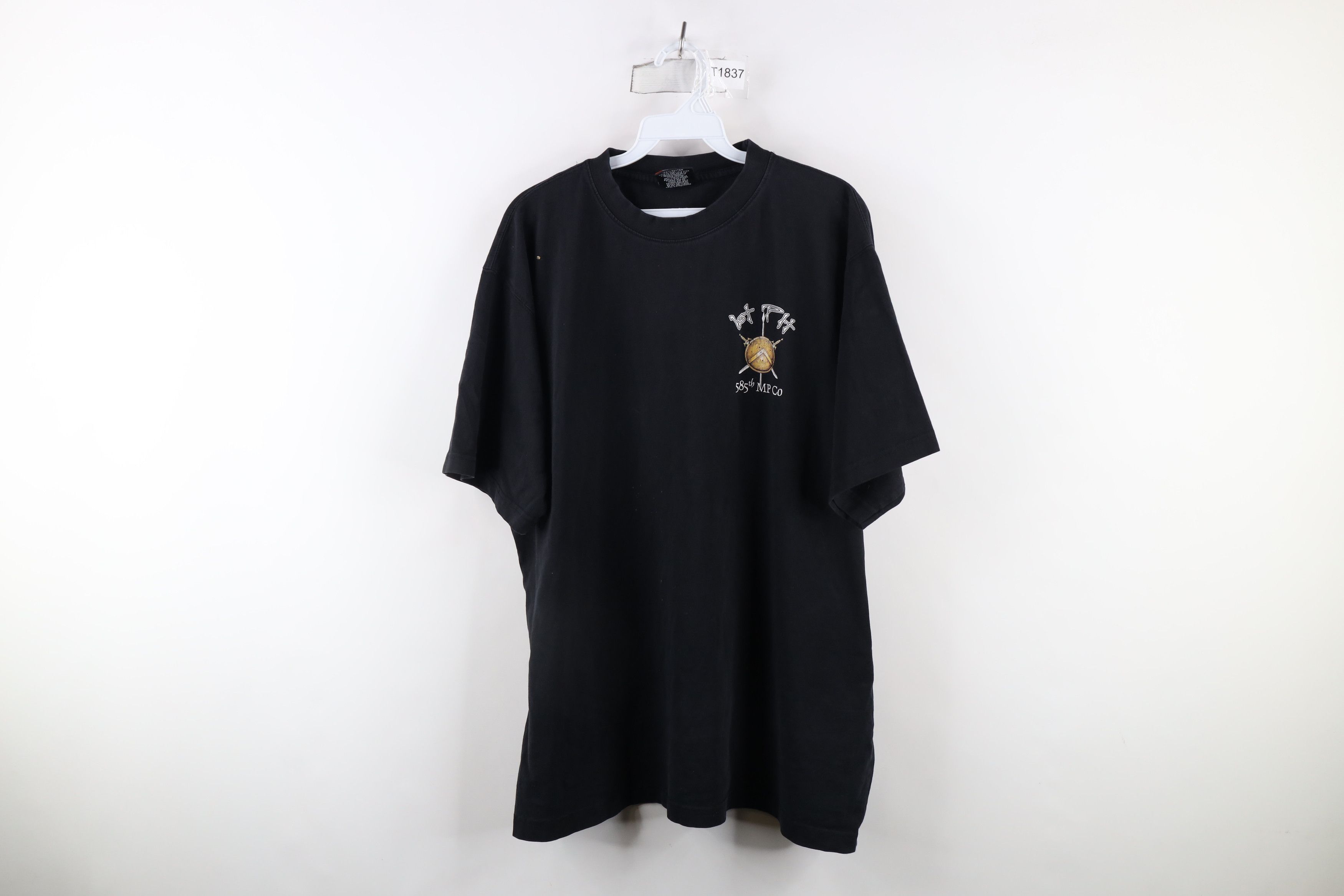 Vintage Vintage Y2K Police 585th MP Co Spartans T-Shirt Black Size US XL / EU 56 / 4 - 1 Thumbnail