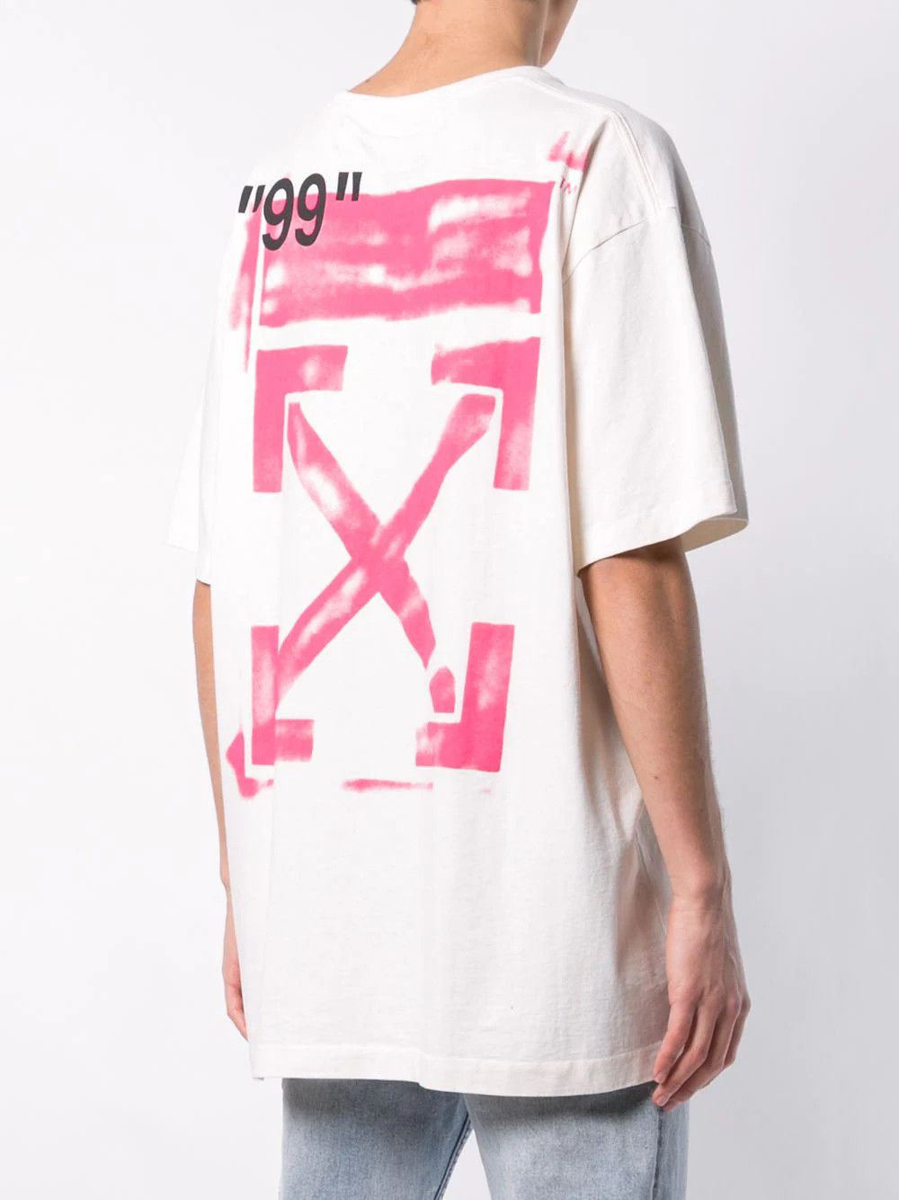 Off-White Cream Impressionism Stencil Arrows Oversized T-Shirt Size US XXS / EU 40 - 2 Thumbnail