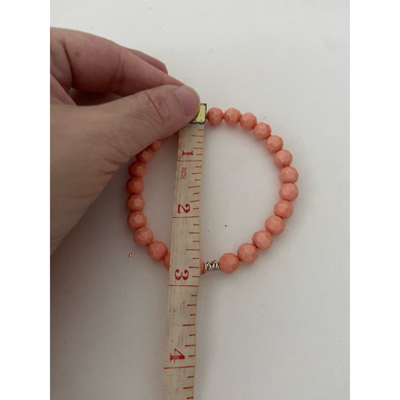 Handmade peach beaded bangle bracelet Size ONE SIZE - 4 Thumbnail