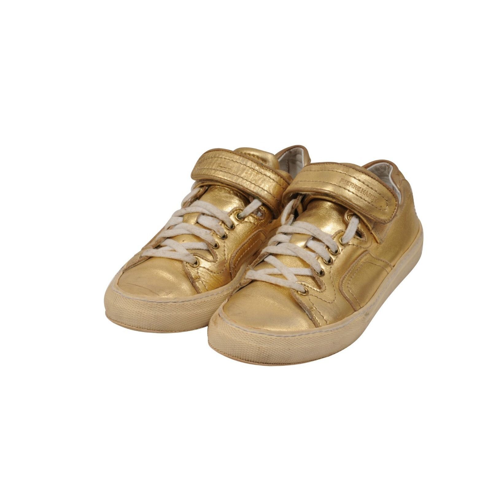 Pierre Hardy Low Top Strap Sneakers Gold Leather Size US 8 / IT 38 - 4 Thumbnail
