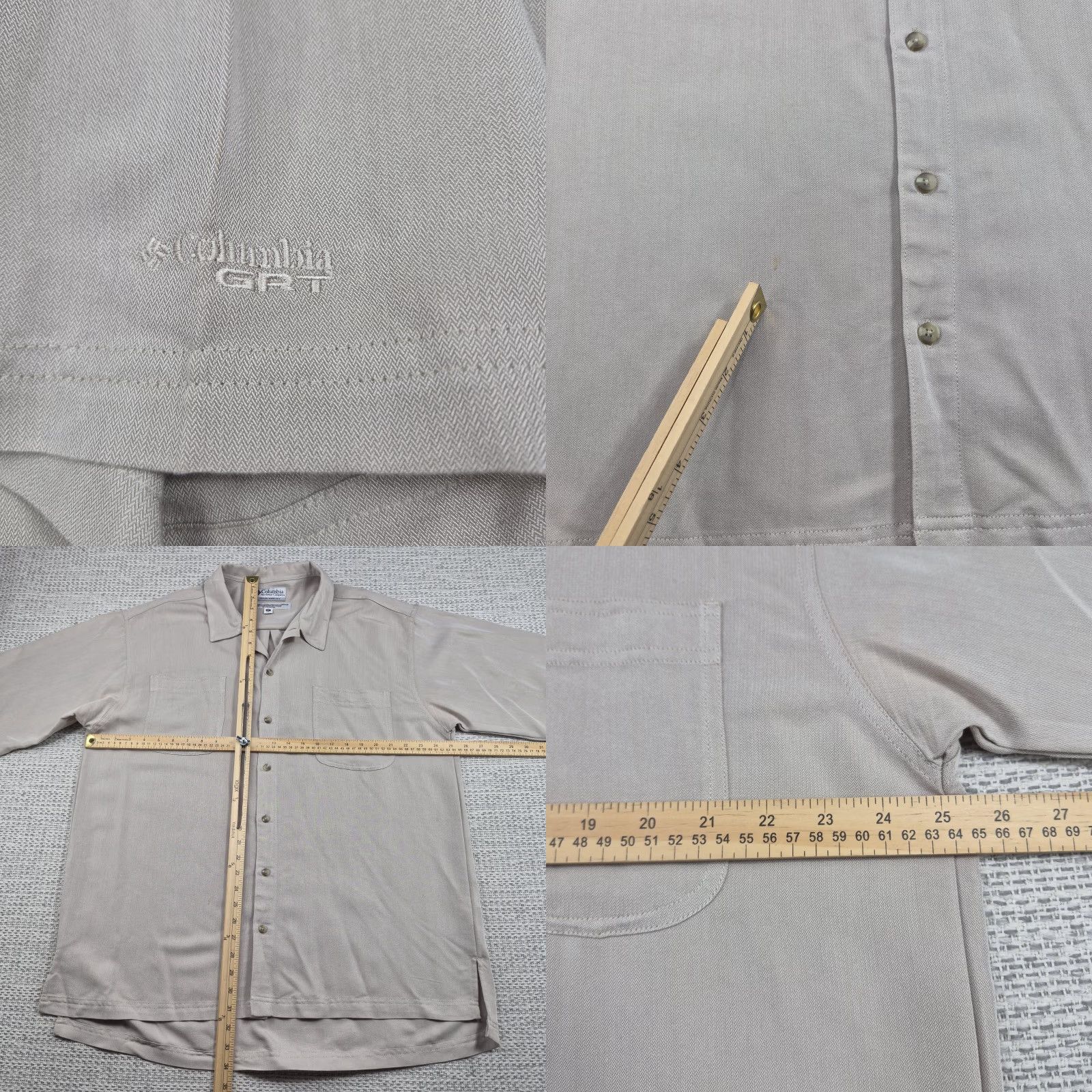 Vintage Columbia GRT Shirt Mens XL Button-Up Beige Twill Short Sleeve Casual Camp/Vintage no Size US XL / EU 56 / 4 - 8 Thumbnail