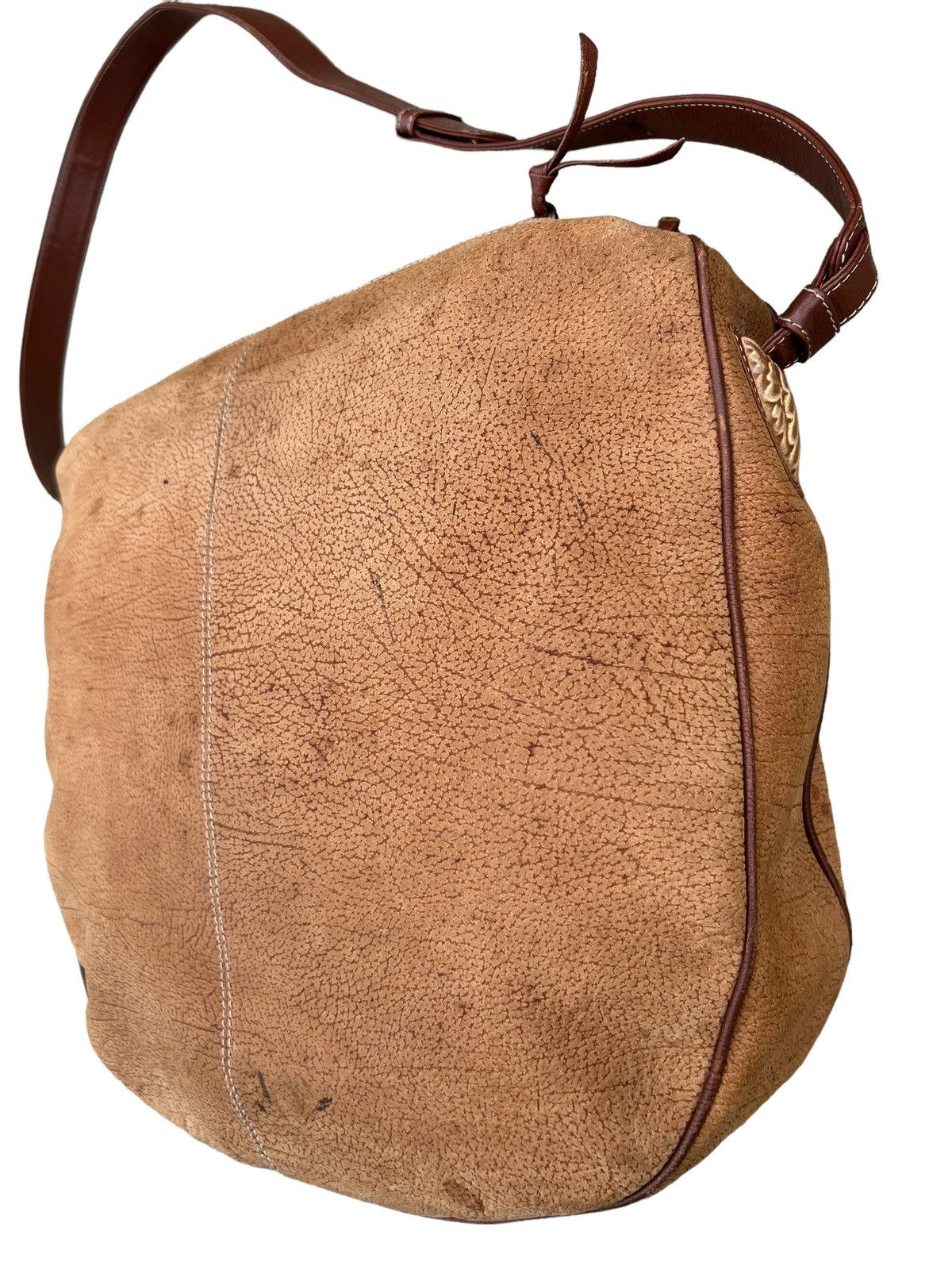 Leather Vintage LLADRO Stains Patina Huge Leather Bag Size ONE SIZE - 15 Thumbnail