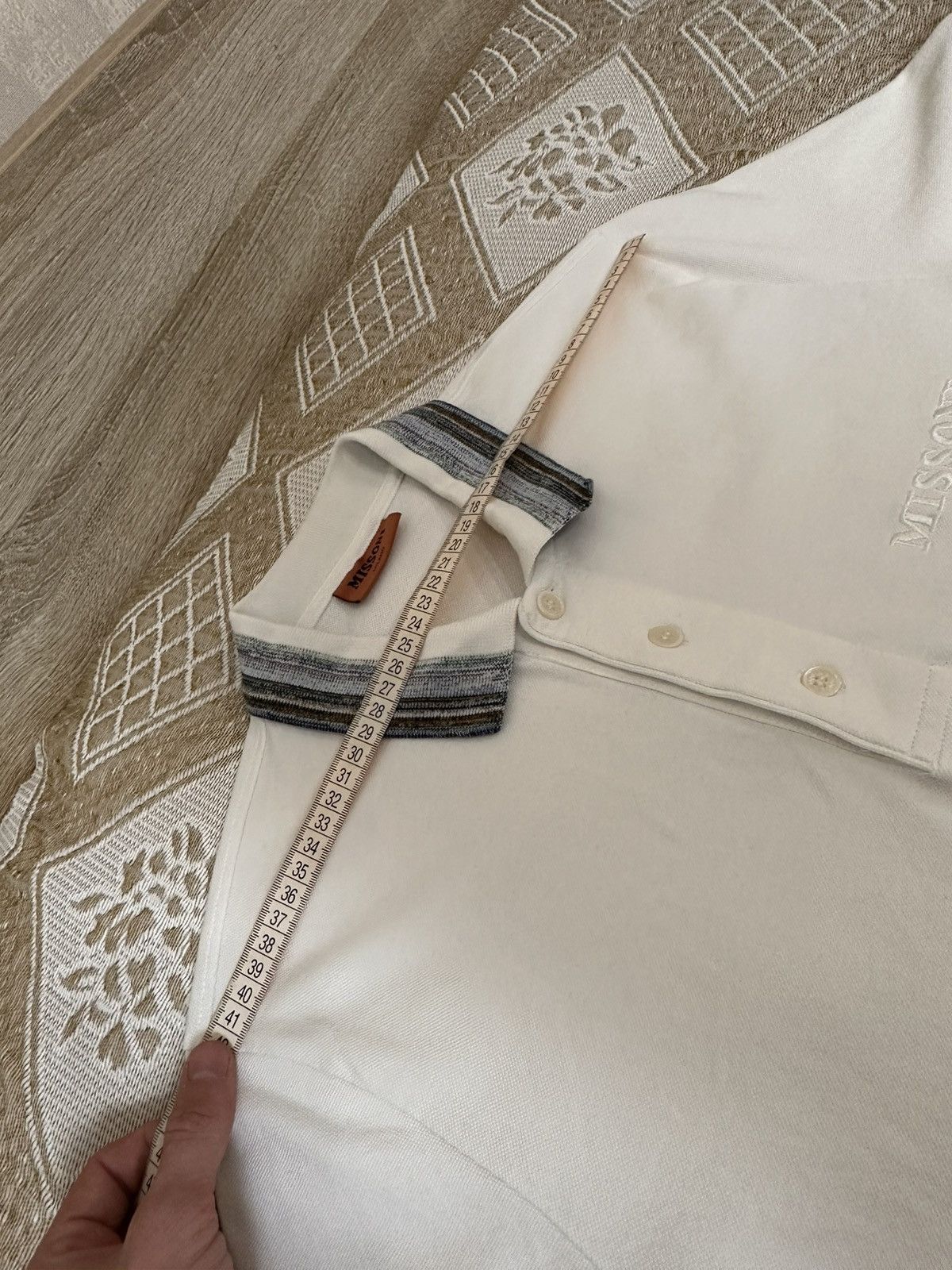 Missoni 🔥 Missoni White Space Dyed Polo Logo T Shirt Cotton Size US L / EU 52-54 / 3 - 7 Thumbnail