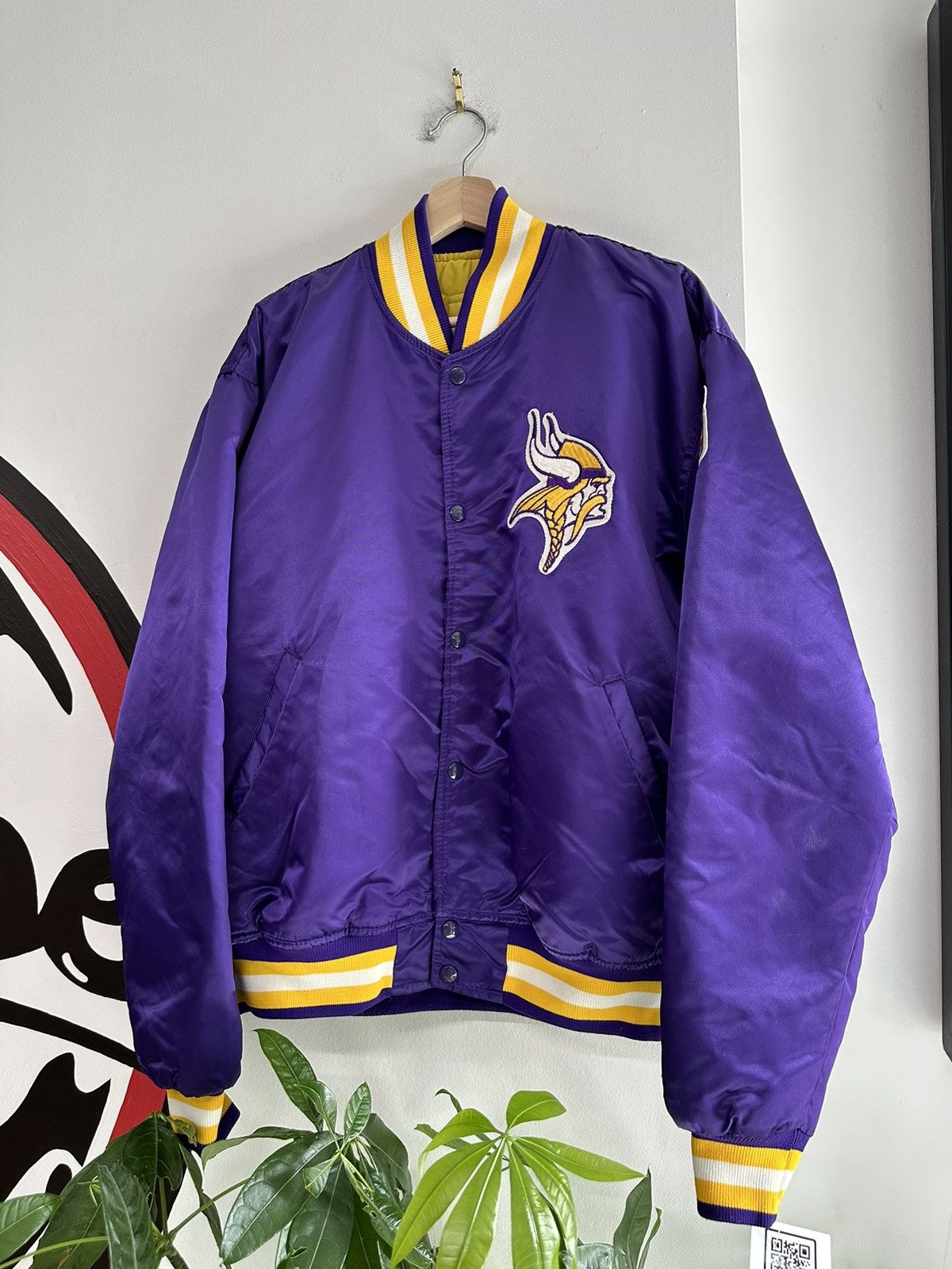 Starter × Vintage Vintage 80s NFL Minnesota Vikings Satin Bomber Jacket SizeXL Size US XL / EU 56 / 4 - 1 Thumbnail