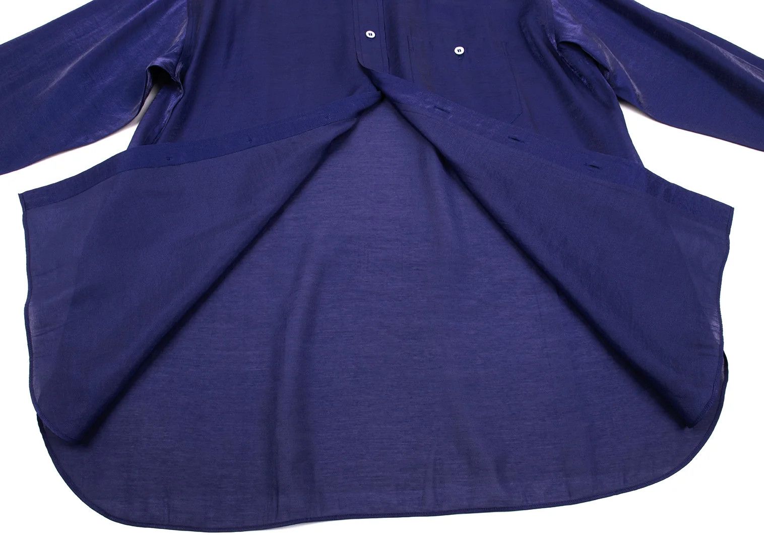 Issey Miyake Shiny Rayon-Nylon Long Sleeve Shirt in Blue, Size L Size US L / EU 52-54 / 3 - 13 Thumbnail