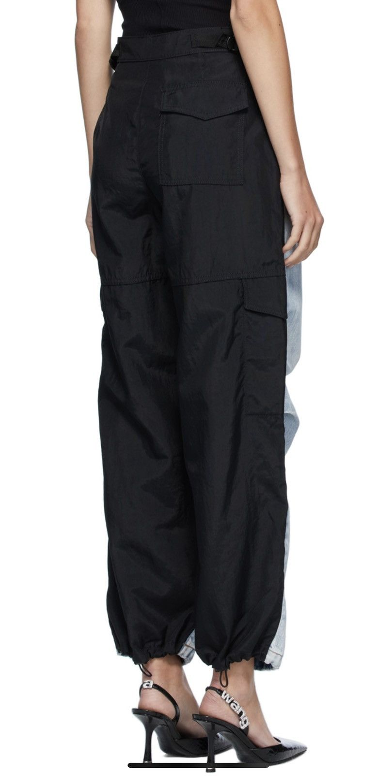 Alexander Wang Blue & Black Denim Hybrid Cargo Jeans Size 26" / US 2 / IT 38 - 2 Thumbnail