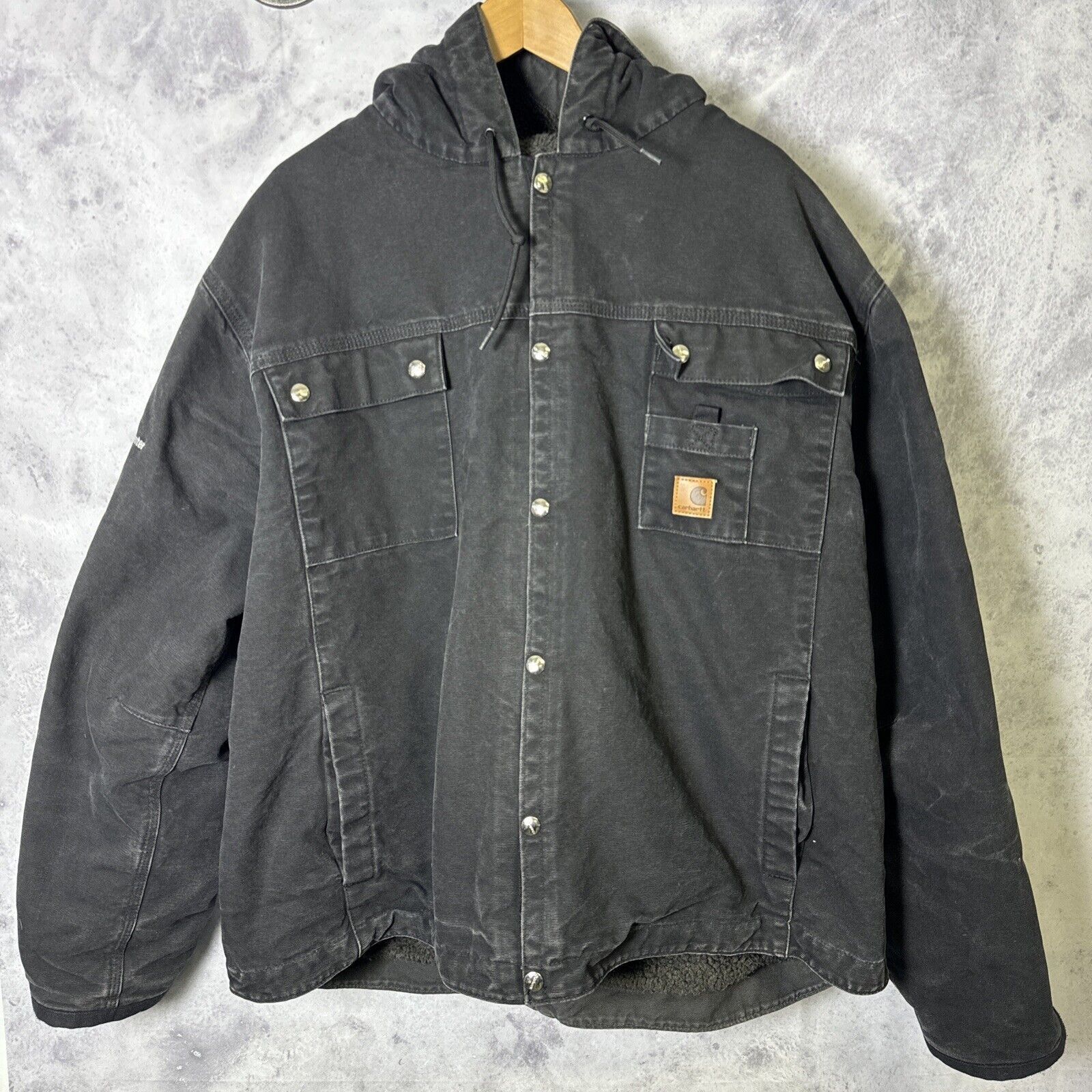 image of Carhartt Sherpa Lined Jacket Mens 2Xl J284 Blk Duck Canvas W in Black