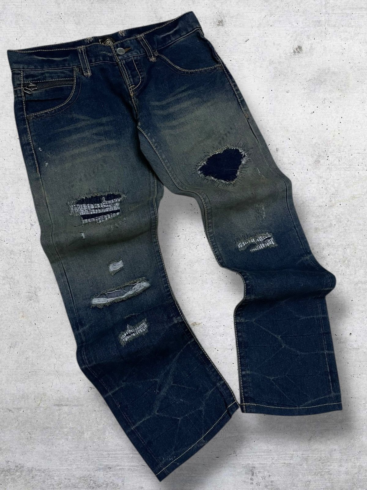 GOSTAR DE FUGA VINTAGE LAND EDGE 90S JAPAN RUGGED HEAVY DISTRESSING DENIM Size US 32 / EU 48 - 2 Thumbnail