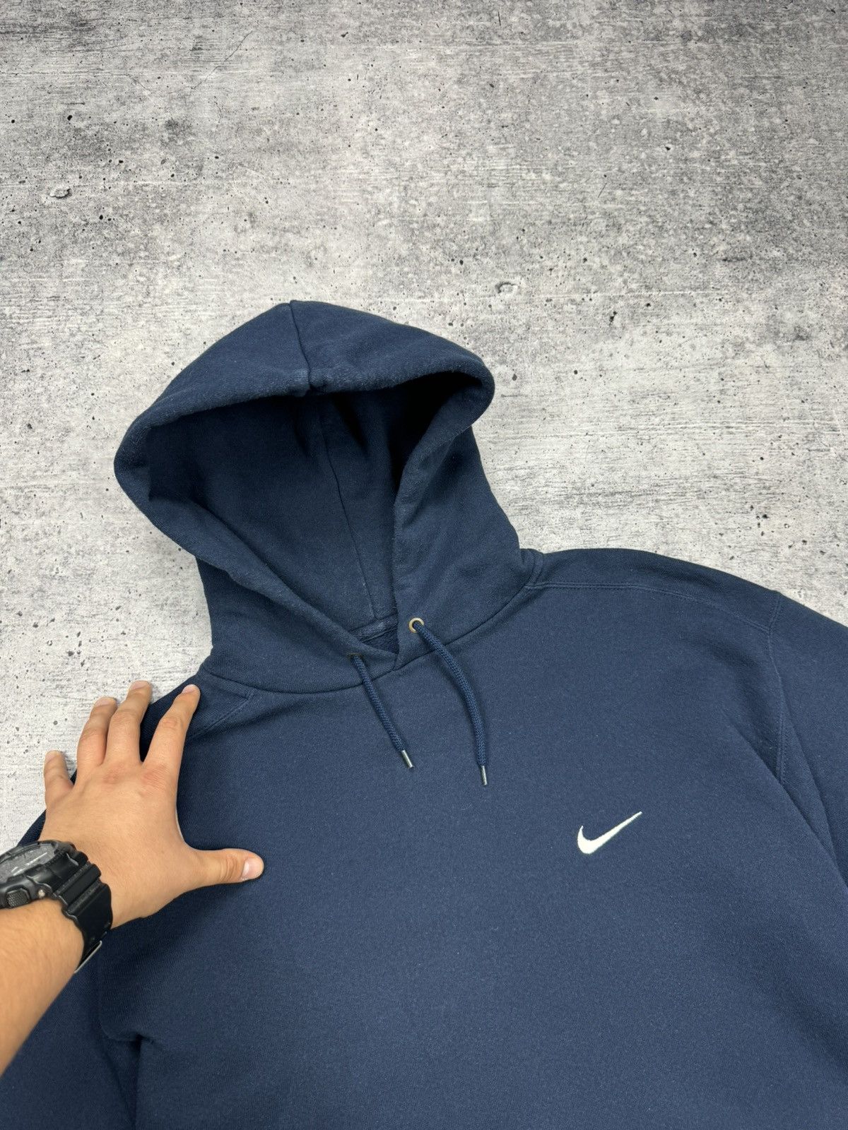 Nike × Vintage Vintage Nike 90’s Y2K Style Swoosh Logo Drill Knit Hoodie Size US L / EU 52-54 / 3 - 8 Thumbnail