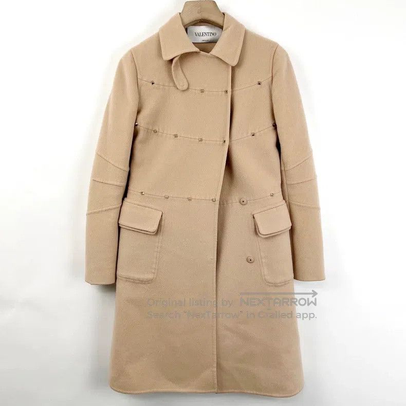 Valentino Valentino Pink wicker studs decorate the woolen coat Size M / US 6-8 / IT 42-44 - 1 Thumbnail