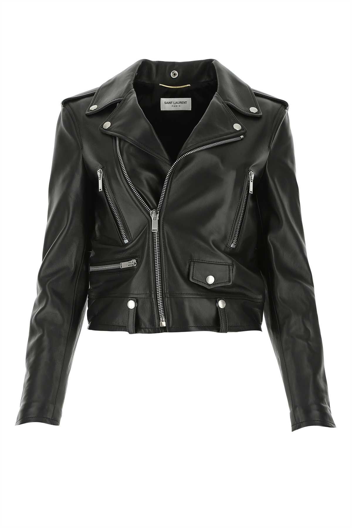 image of Saint Laurent Paris Black Nappa Leather Jacket, Women's (Size XS)