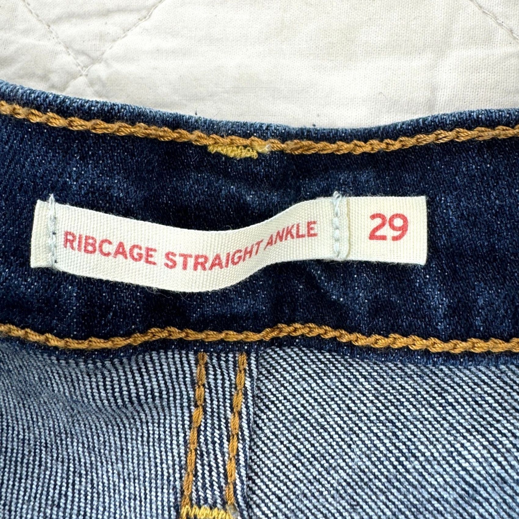 Levi's Levi's Ribcage Straight Ankle Jeans Women 29x27 Dark Indigo Destructed 72693-0133 Size 29" - 3 Thumbnail