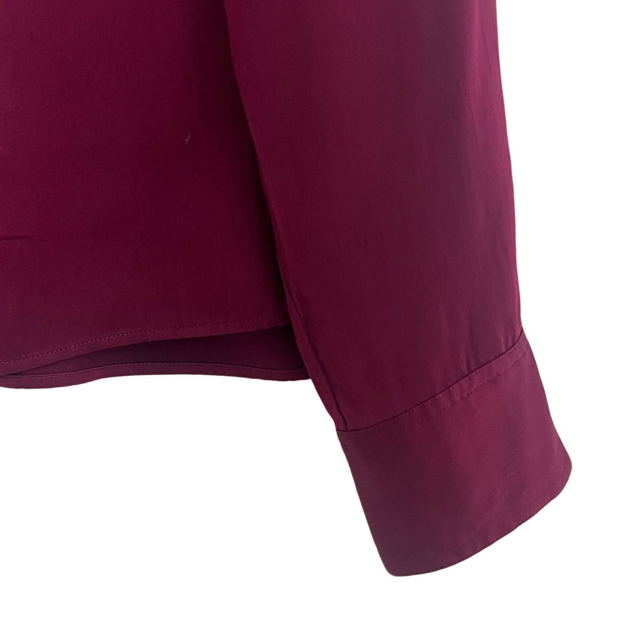 Celine Celine Burgundy Silk Long Sleeve Shirt K26WX Size XXS / US 00 / IT 34 - 3 Thumbnail