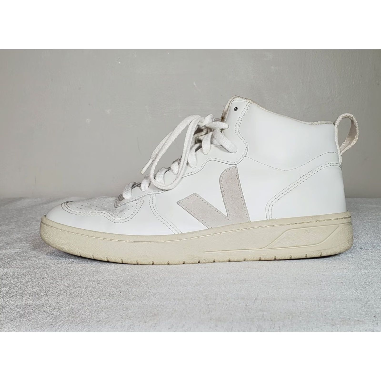 Veja VEJA V-15 High-Top Lace-Up Sneakers Triple White Leather Women's US 10 Shoes Size US 8 / IT 38 - 5 Thumbnail