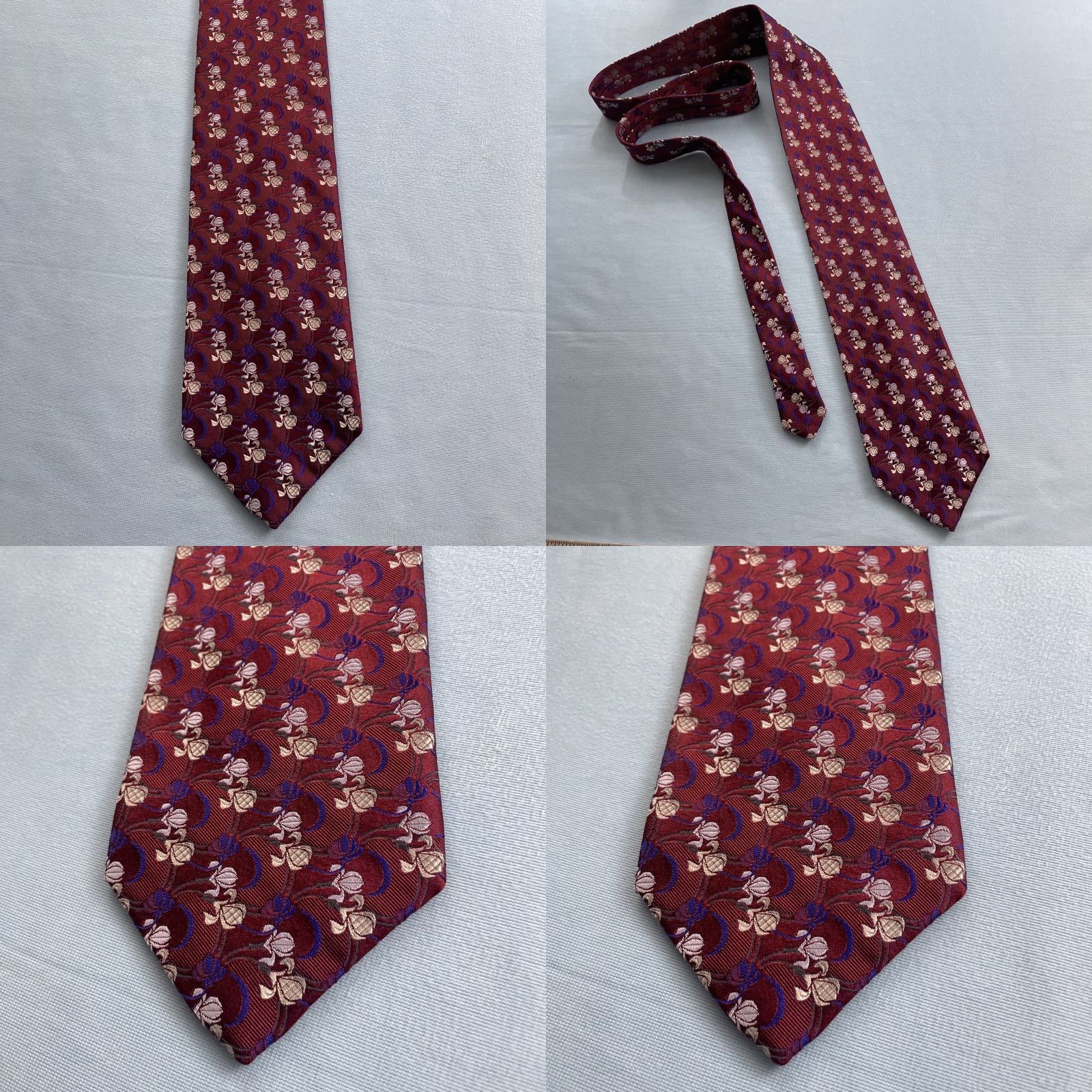 Robert Talbott VINTAGE Robert Talbott Best of Class Medallion Tie 100% Silk Made USA Red Blue Geometric Classic 57"-60" Men's Tie Size ONE SIZE - 10 Thumbnail