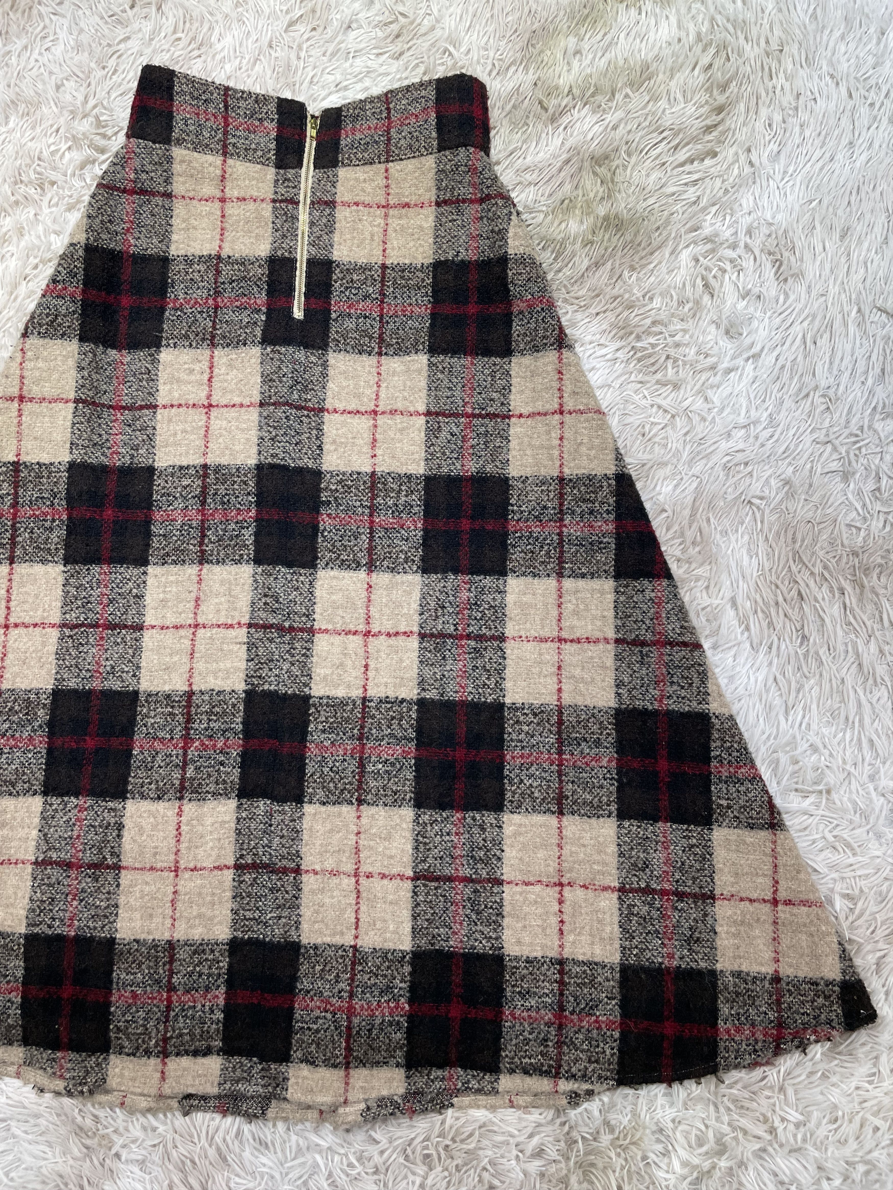 Japanese Brand Mila Owen Wool Blend Check Tartan Skirt High Waist 27 Size 26" / US 2 / IT 38 - 6 Thumbnail