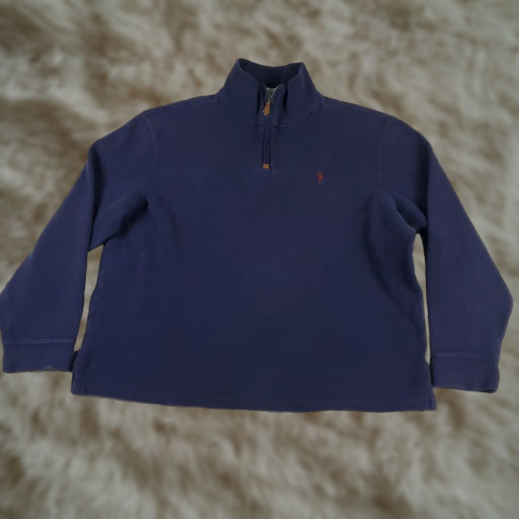 Ralph Lauren Ralph Lauren Blue Polo 1/4 Zip Pullover Sweater Mens XL Cotton Mock Neck Long Sleeve Size US XL / EU 56 / 4 - 1 Thumbnail