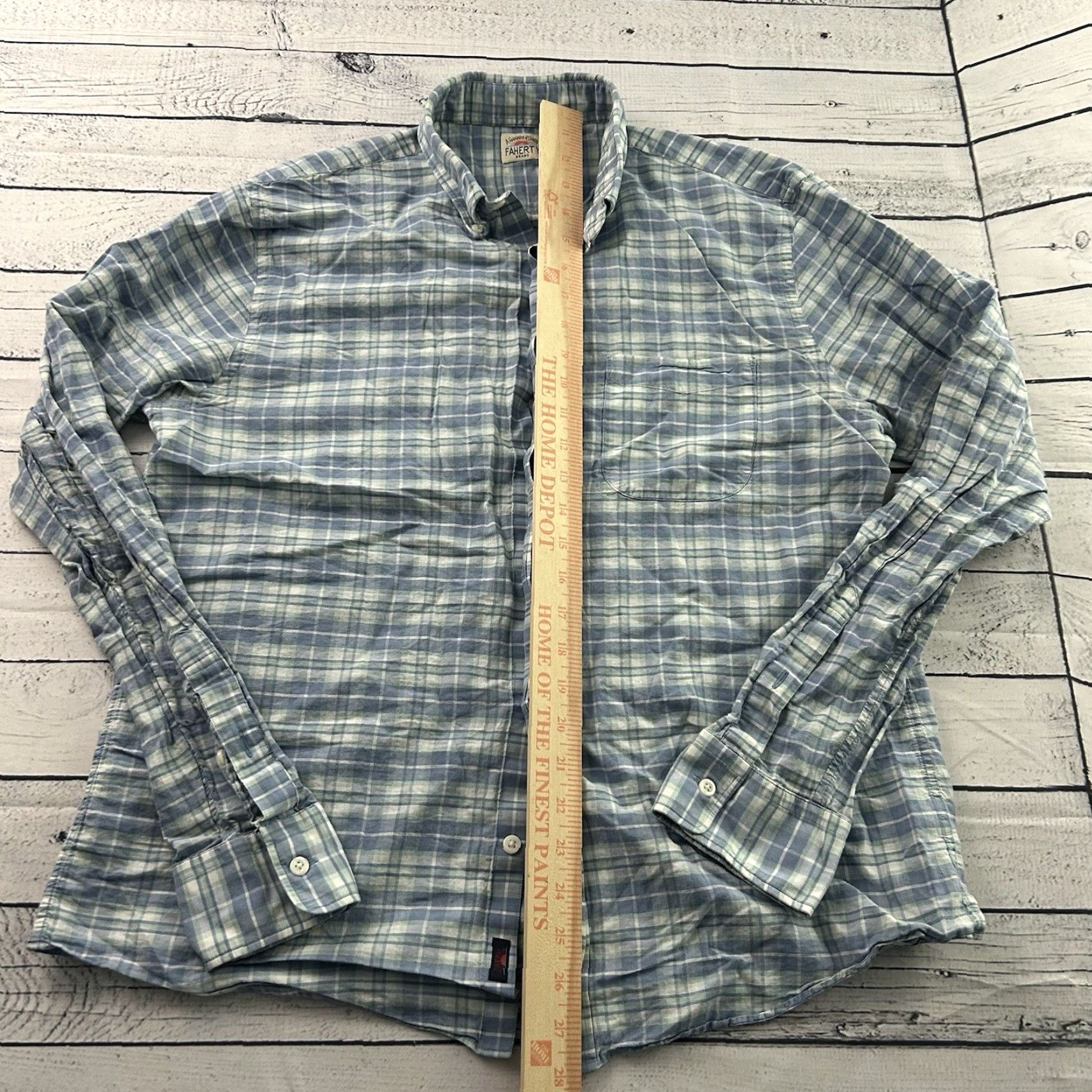 Faherty Faherty Long Sleeve Plaid Button Front Shirt Men's Large Blue Size US L / EU 52-54 / 3 - 3 Thumbnail
