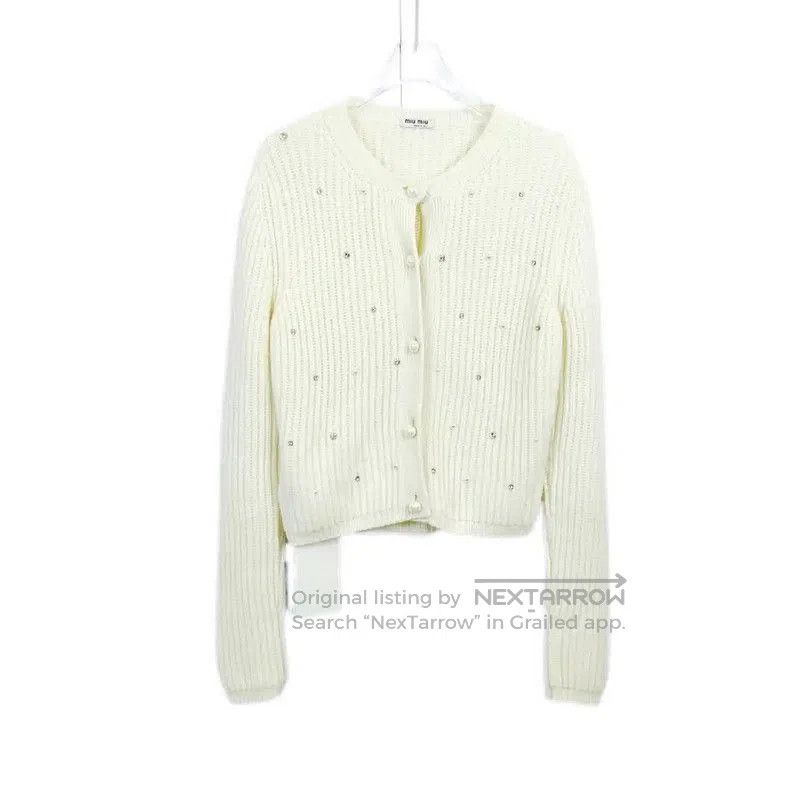 Miu Miu Miu Miu Beige Cotton Long Sleeve Sweater . Size S / US 4 / IT 40 - 1 Thumbnail