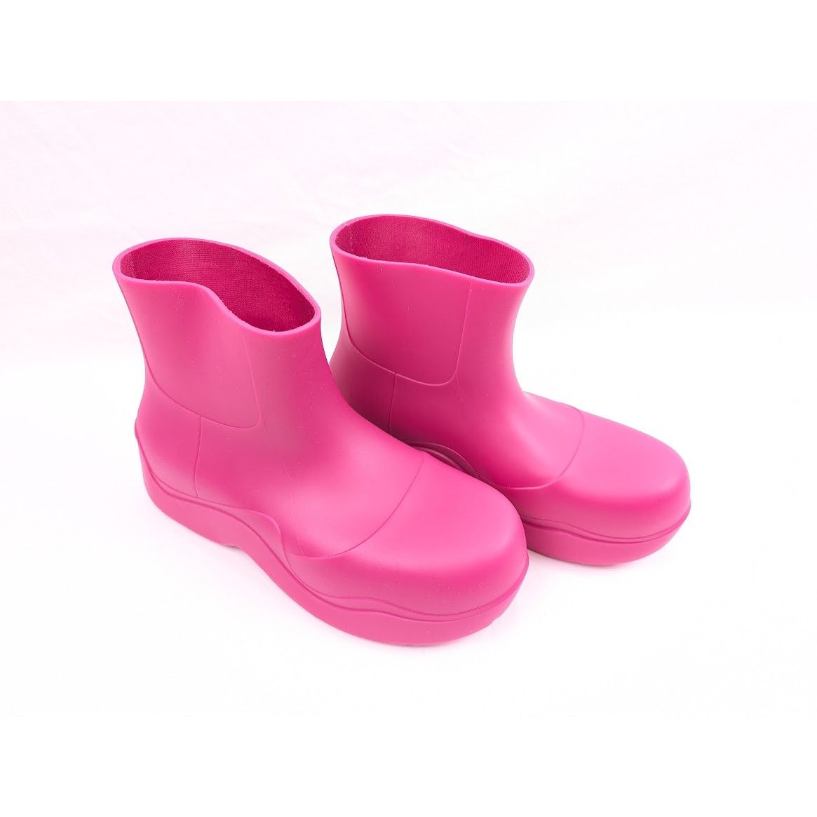 Bottega Veneta o1rshd1 Women's Matt Rubber Puddle Boots in Hollyhock Size US 9 / IT 39 - 14 Thumbnail