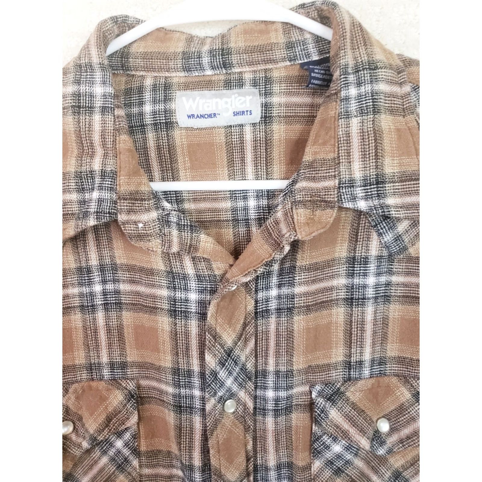 Wrangler Wrangler Wrancher Plaid Flannel Shirt 2XT Brown Blue Long Sleeve Button-Up Men's Casual Workwear 2XT Big & Tall Pockets Cotton Size US XXL / EU 58 / 5 - 5 Thumbnail