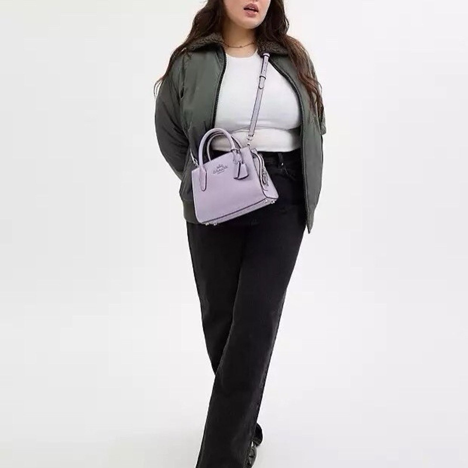 Coach NWT COACH Andrea Carryall Bag Leather CP081 Silver/Lilac Size ONE SIZE - 7 Thumbnail