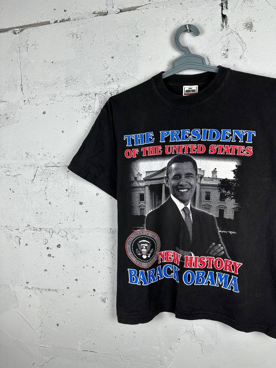 Band Tees × Donald Trump Barak Obama Graphic Overprint Washed T-Shirt Tee Size US L / EU 52-54 / 3 - 2 Thumbnail