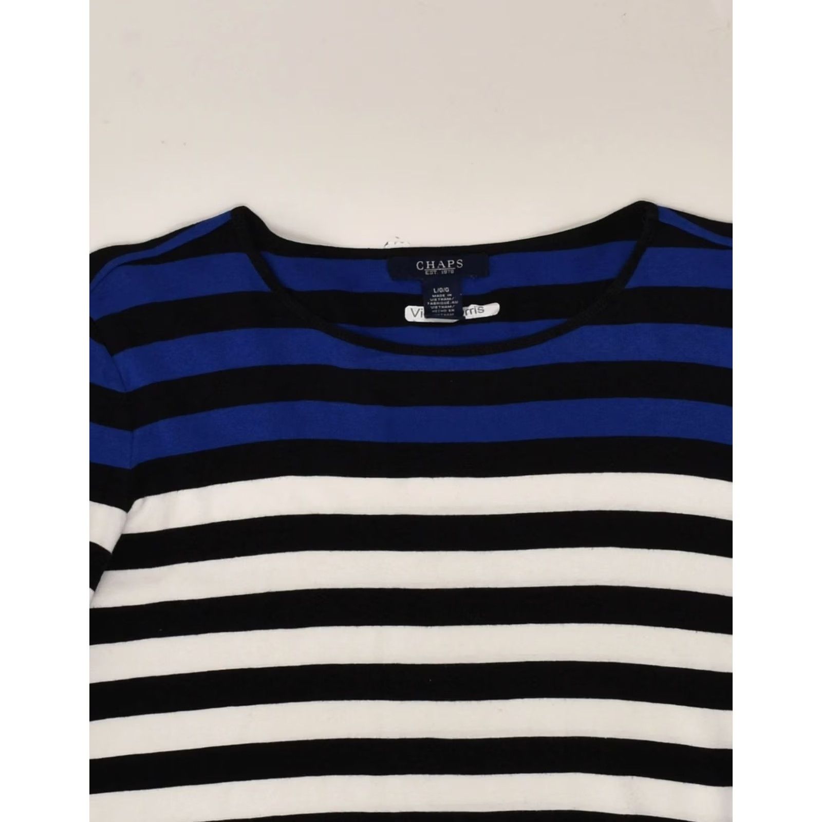 Chaps CHAPS Womens Top Large Blue Striped Cotton 3/4 Sleeve UK 14 Size L / US 10 / IT 46 - 3 Thumbnail
