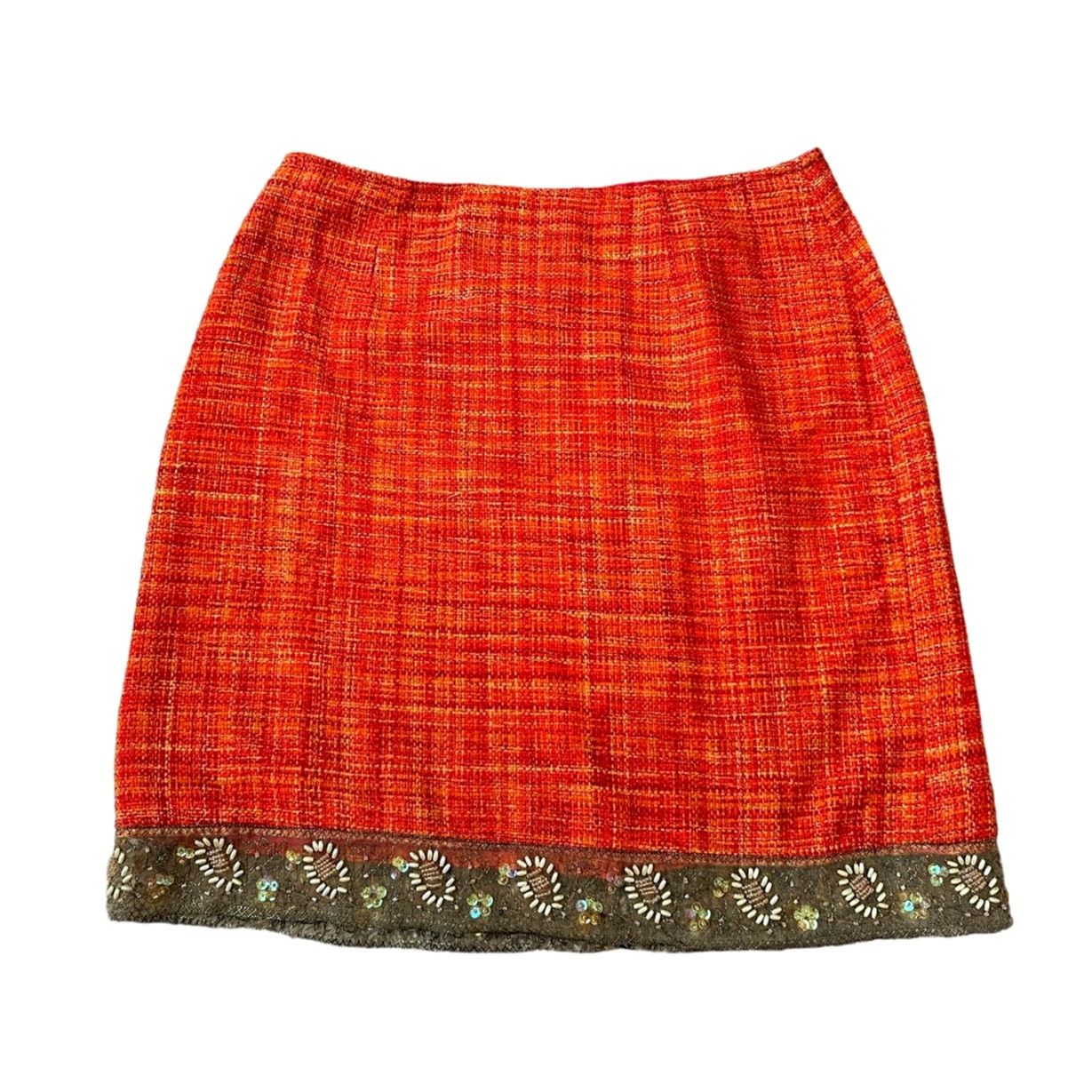 Other Josephine Chaus Medium Orange Tweed-Style Skirt Size 30" / US 8 / IT 44 - 1 Thumbnail