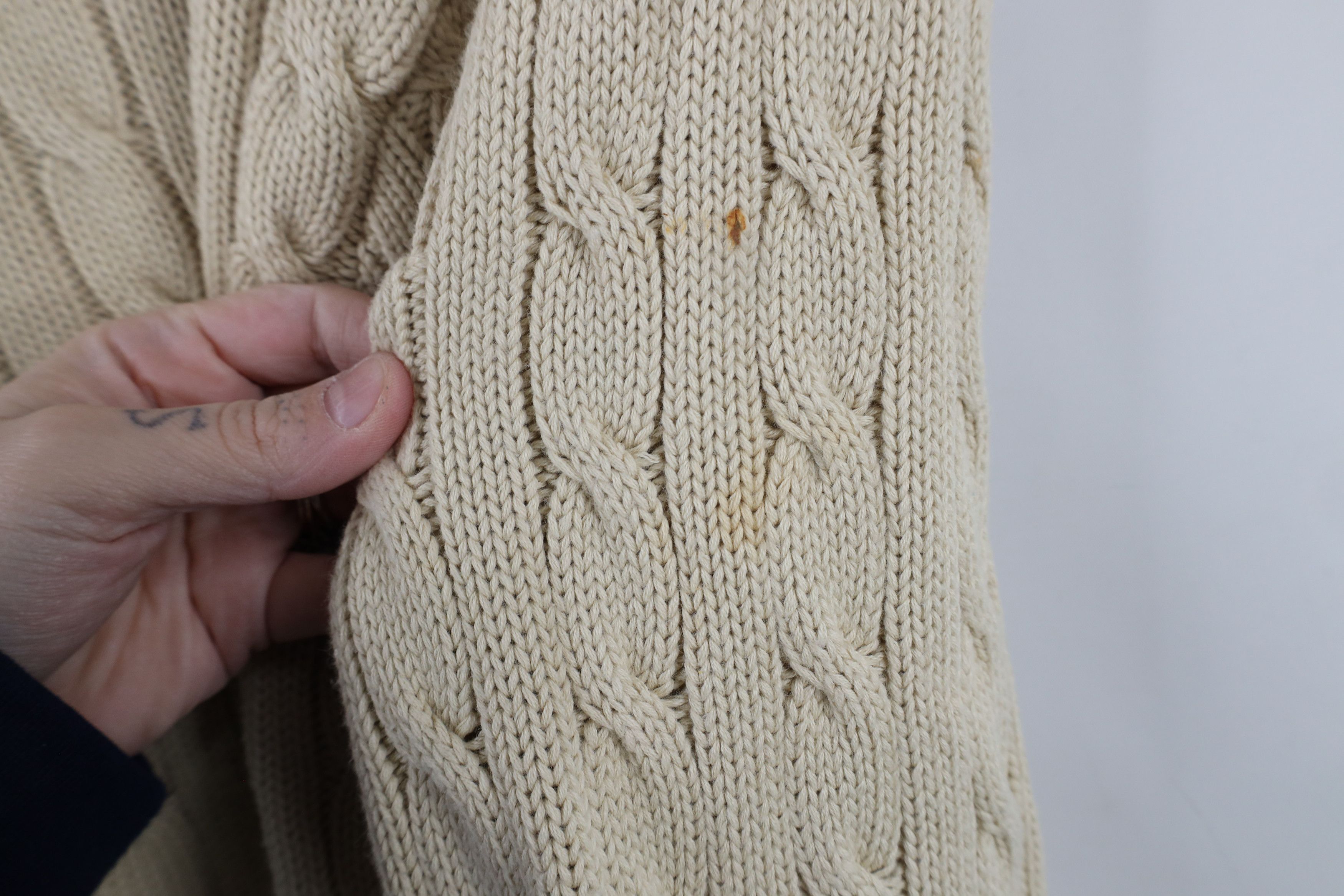 Ralph Lauren × Vintage Vintage 90s Ralph Lauren Chunky Cotton Cable Knit Sweater Size US XXL / EU 58 / 5 - 5 Thumbnail