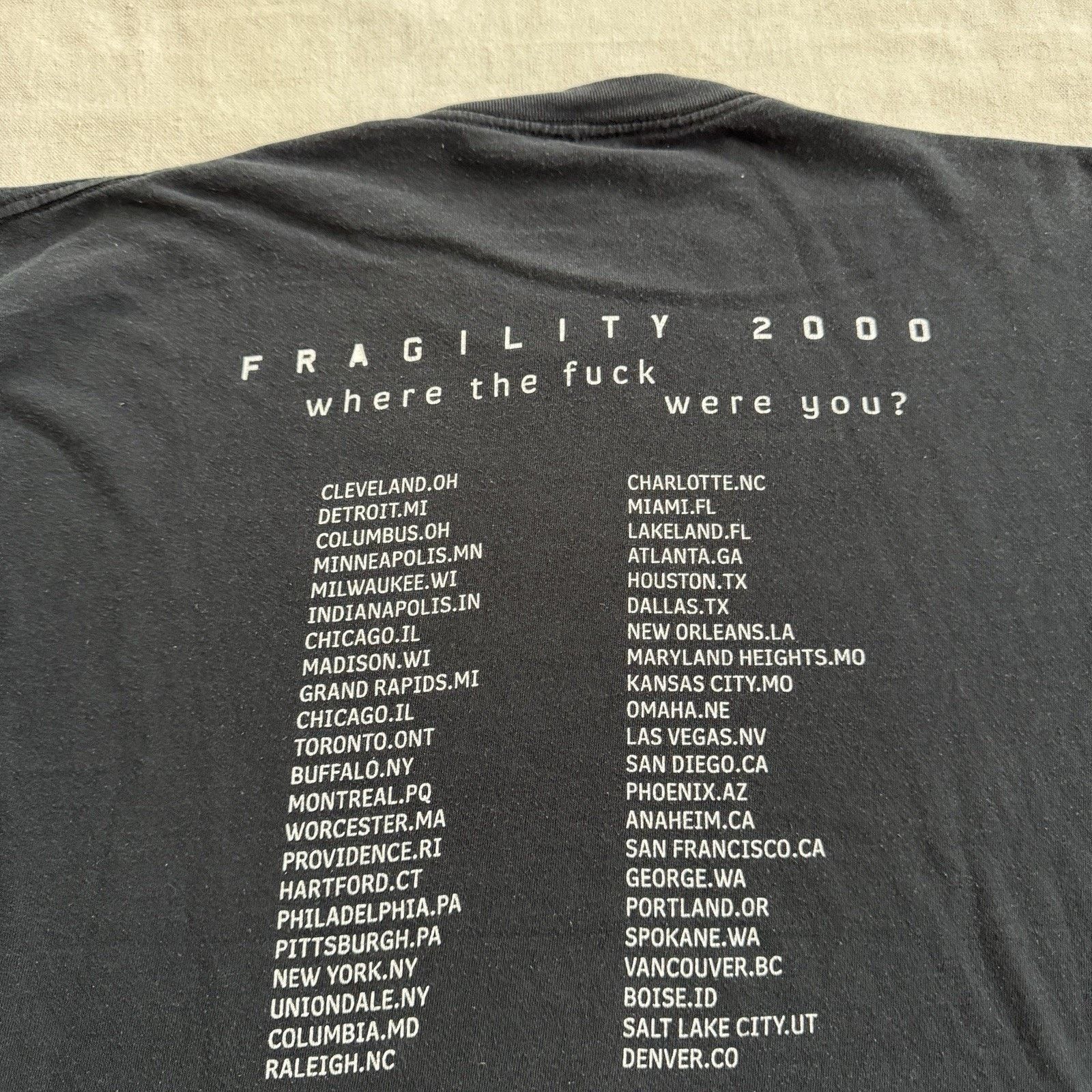 Vintage 2000 Nine Inch Nails Fragility Tour T-Shirt XL