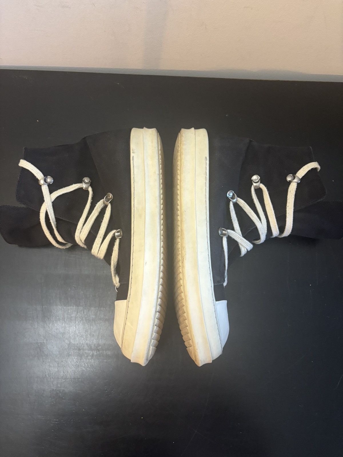 Rick Owens Drkshdw Rick Owens DRKSHDW Hexa Lace Ramones Black Milk Size US 10 / EU 43 - 4 Thumbnail