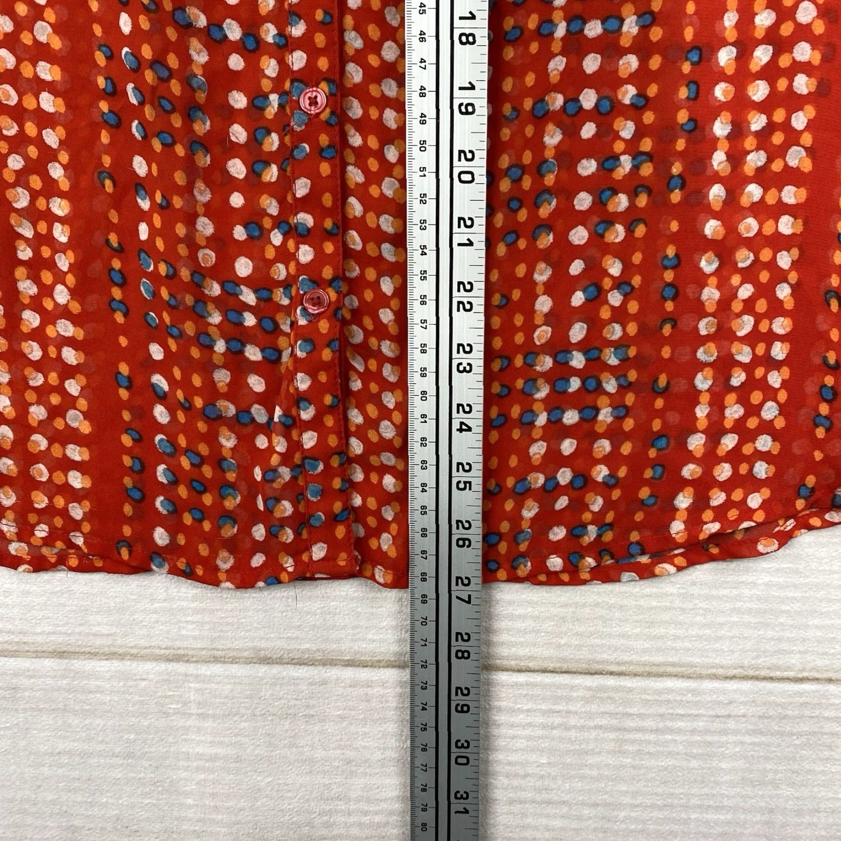 Old Navy Old Navy Top Womens XL Red Dotted Sheer Button Up V Neck Chiffon Beach Cruise Size XL / US 12-14 / IT 48-50 - 7 Thumbnail