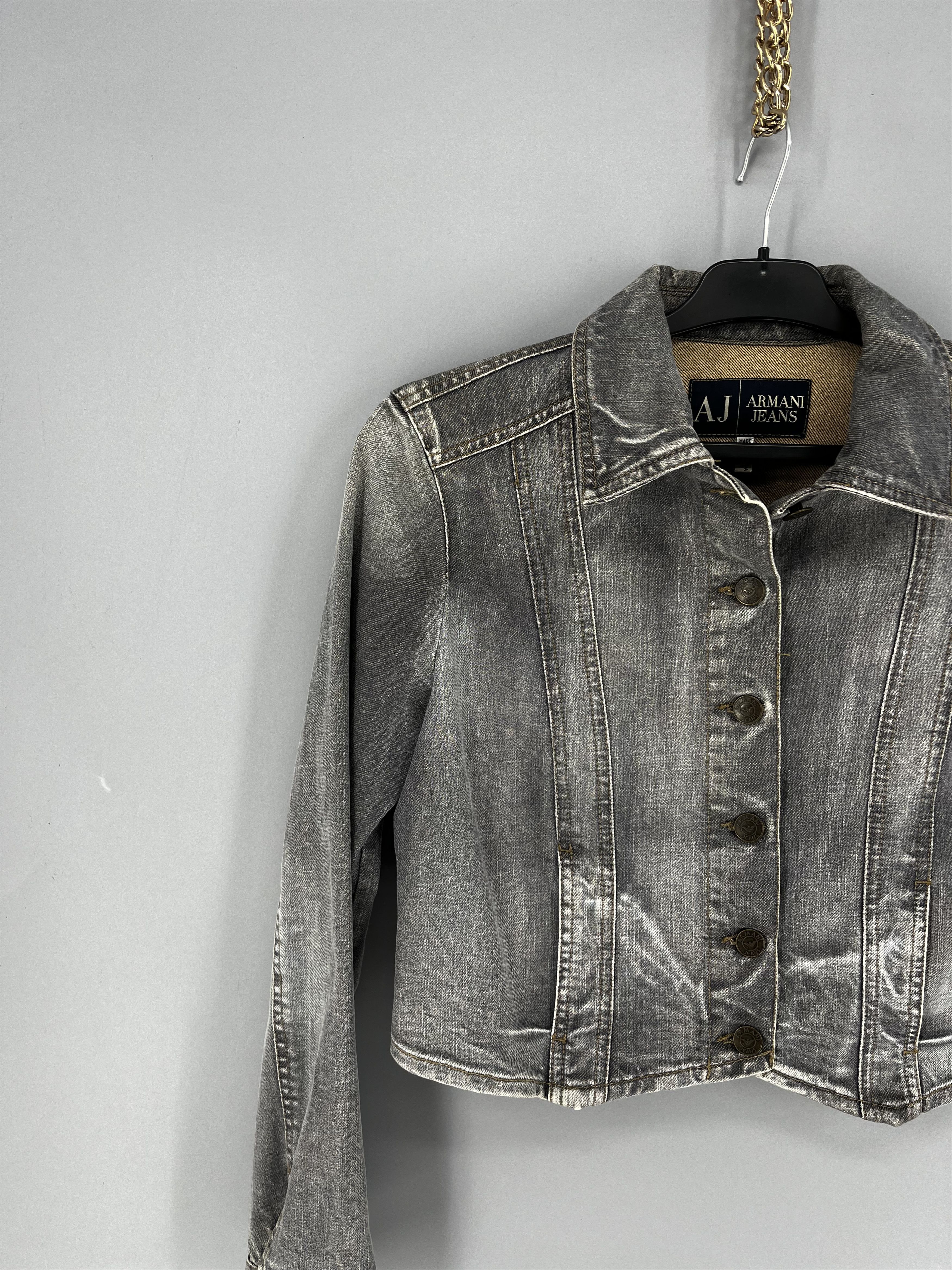 Armani Vintage Y2K Armani Exchange Grey Denim Wash Zip Up Jacket Size S / US 4 / IT 40 - 5 Thumbnail