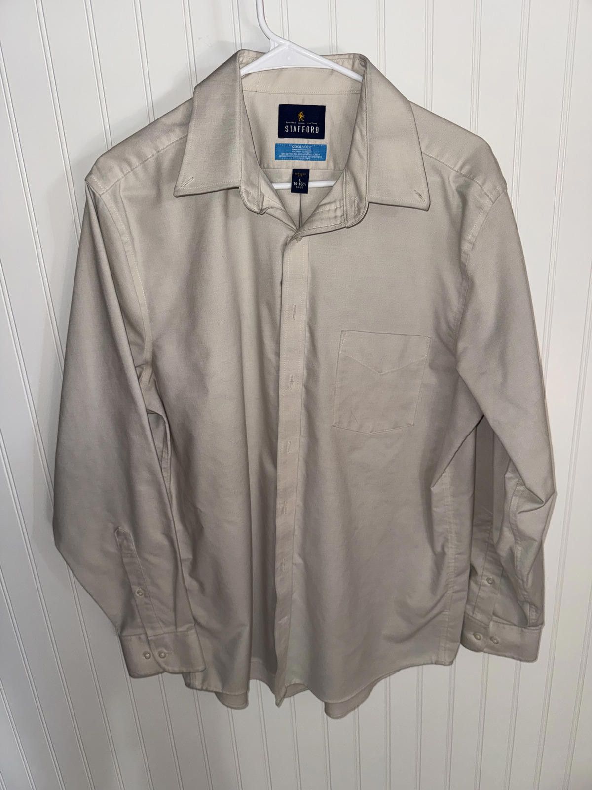 Stafford Stafford Men's Long Sleeve Dress Shirt Regular Fit Size L 16 Size 42R - 1 Thumbnail