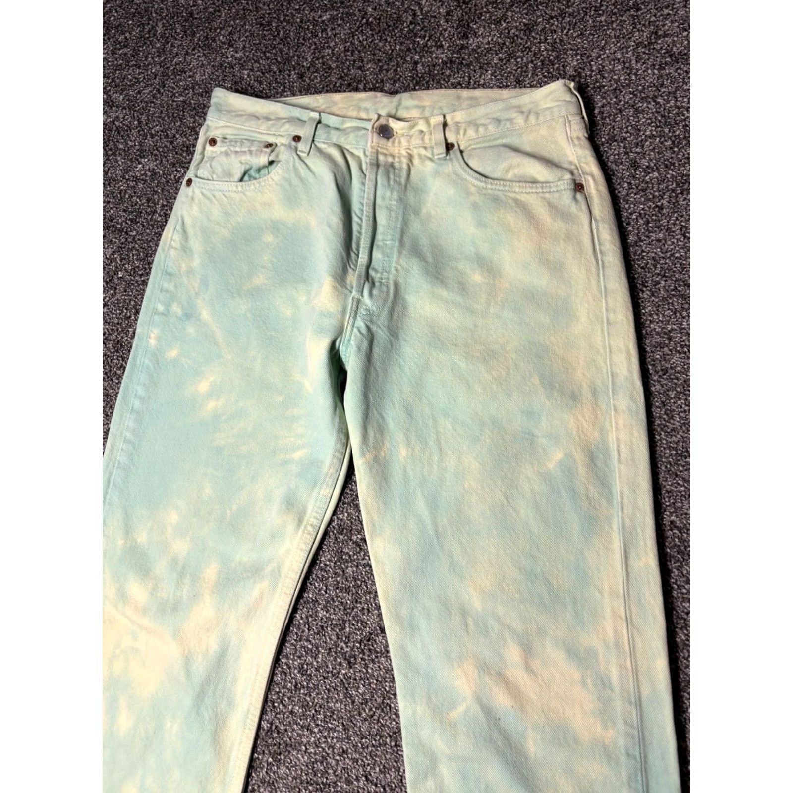 Levi's VINTAGE Levi's 501 Jeans Men Regular 32x35 Denim Blue Acid Wash Straight Leg Button Fly France Grunge 90s Logo Retro Classic Mens Size US 32 / EU 48 - 2 Thumbnail