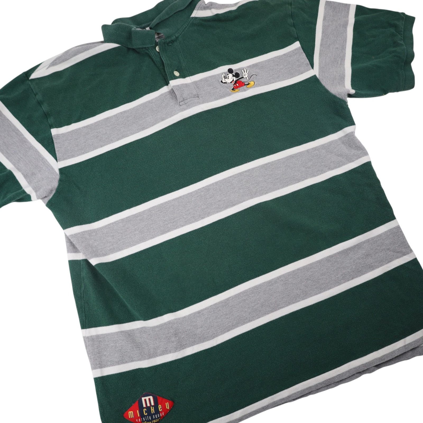 Disney × Vintage Vintage 90s Disney Mickey Varsity Squad Striped Polo Shirt Size US XL / EU 56 / 4 - 3 Thumbnail