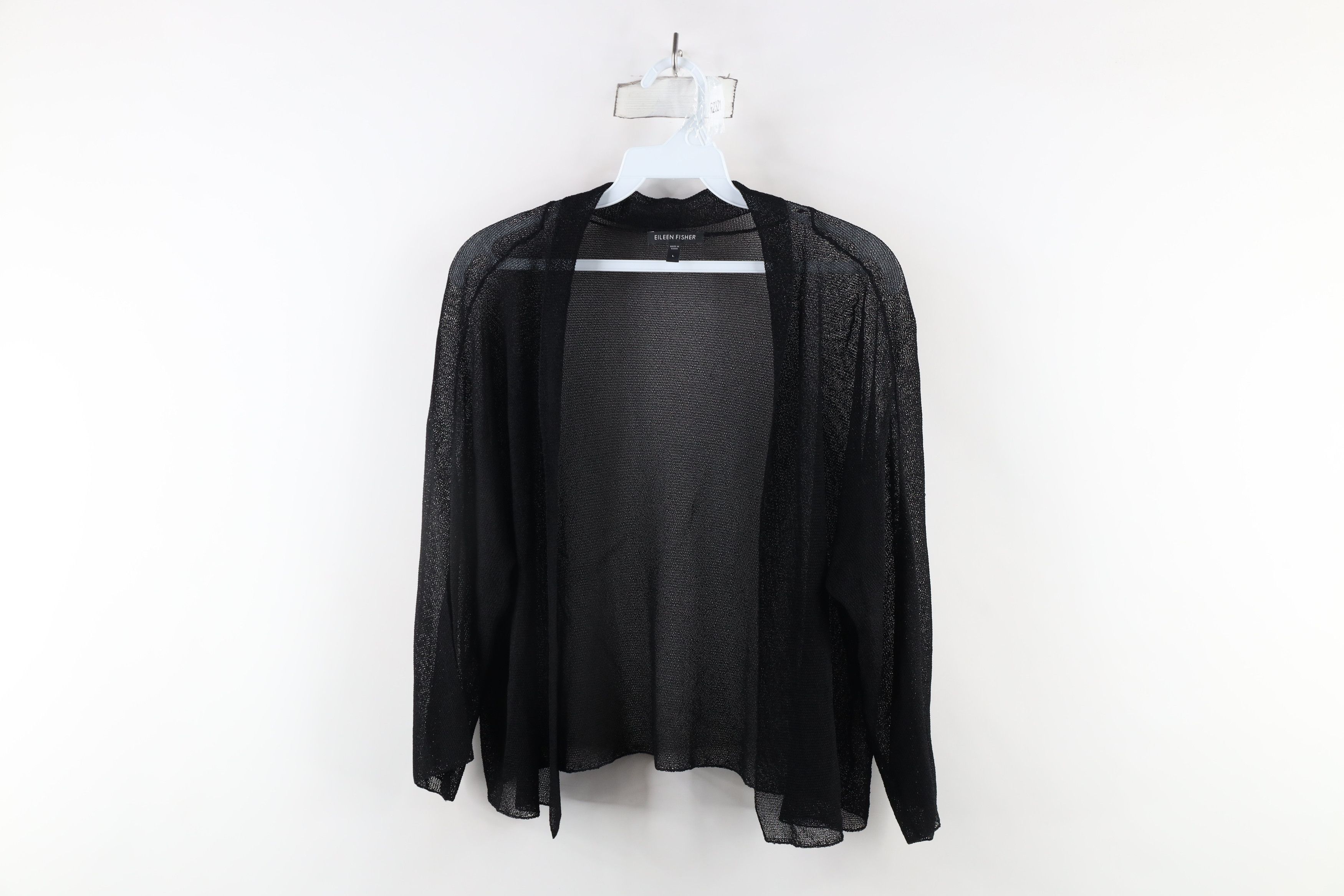 Eileen Fisher × Vintage Eileen Fisher Knit Gauzy Open Front Cardigan Sweater Size L / US 10 / IT 46 - 1 Thumbnail