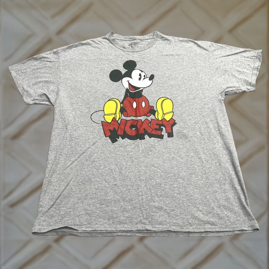 Disney Disney Mickey Mouse Graphic T-Shirt Mens 2XL Gray Crew Neck Cotton Tee Size US XXL / EU 58 / 5 - 1 Thumbnail