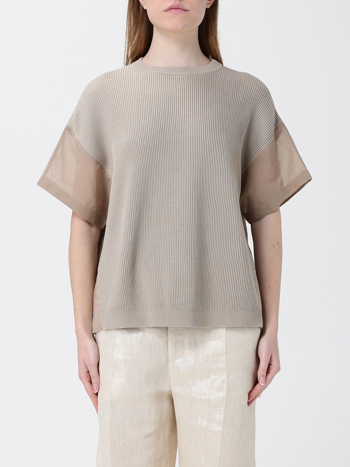 Brunello Cucinelli Brunello Cucinelli Sweater Woman Beige Size L / US 10 / IT 46 - 1 Thumbnail