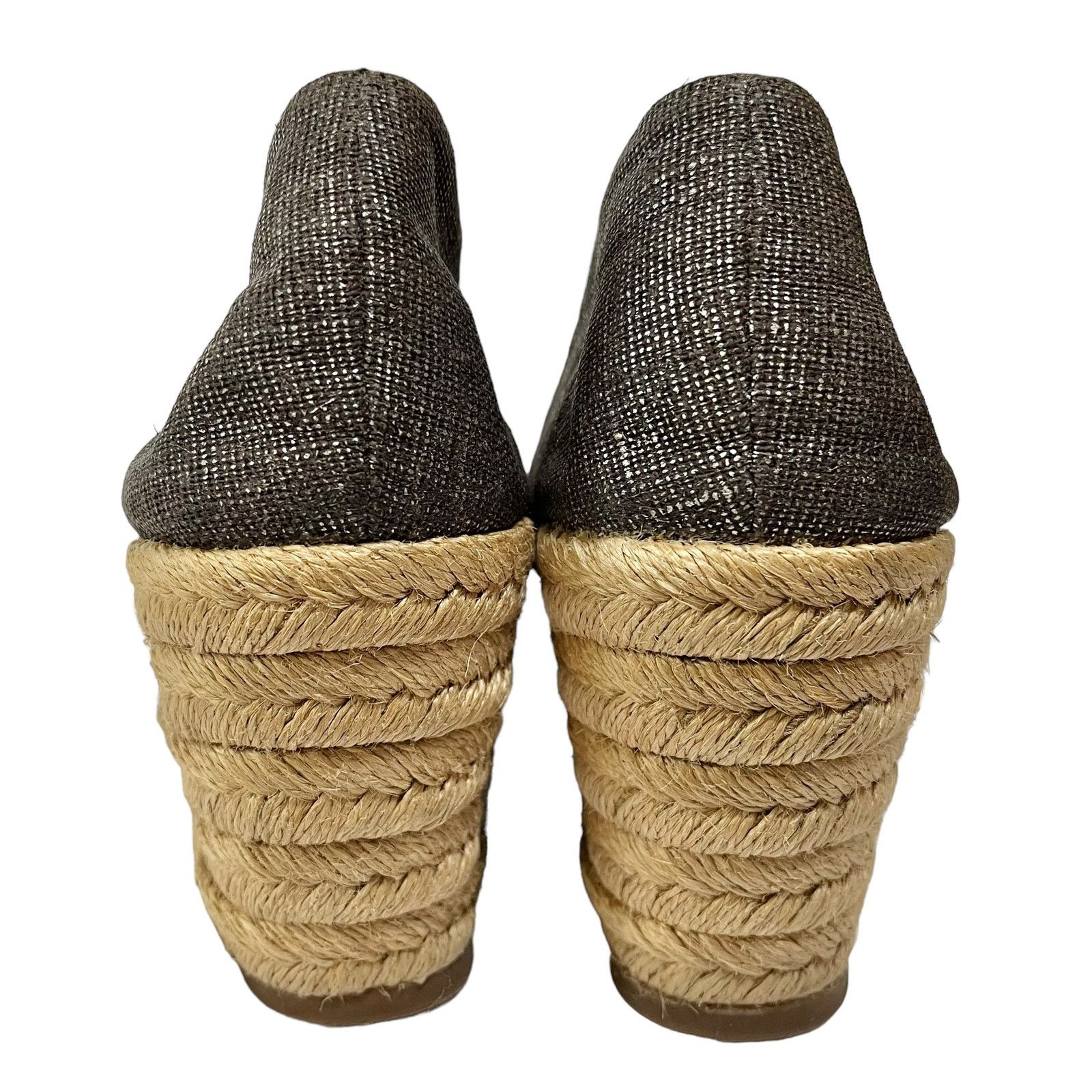 Tory Burch Tory Burch Filipa Pewter Linen Espadrille Wedges Heels Size US 9.5 / IT 39.5 - 5 Thumbnail